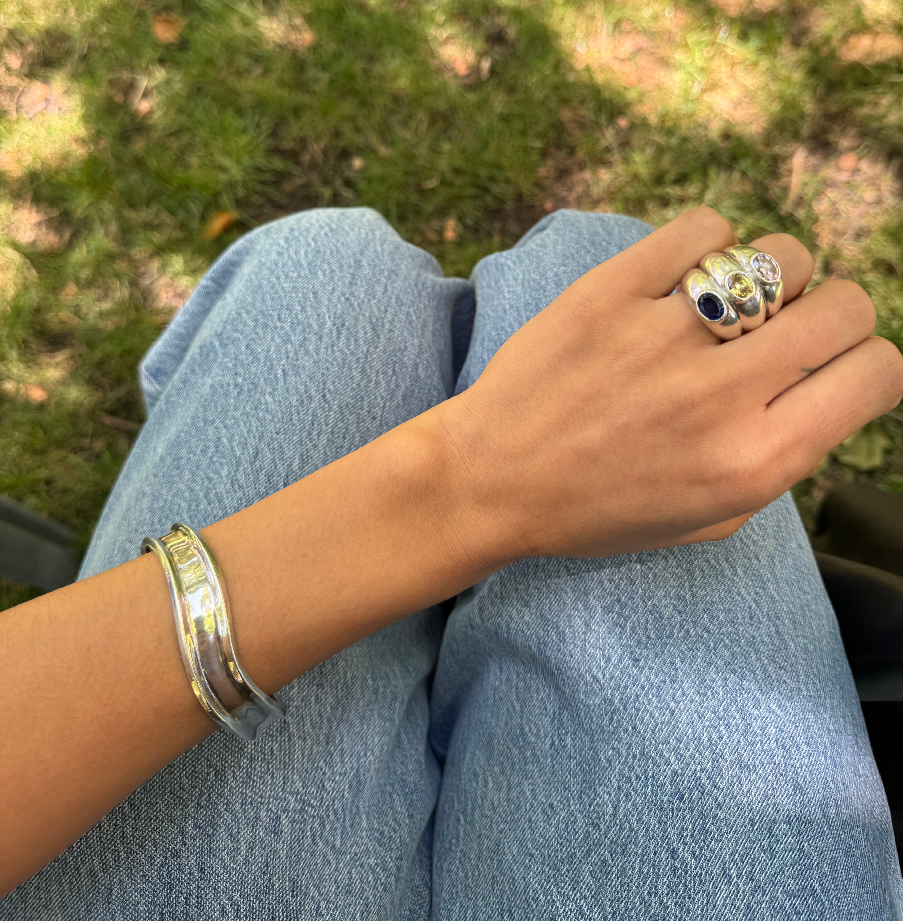 Vintage Silver Wavy Cuff Bracelet