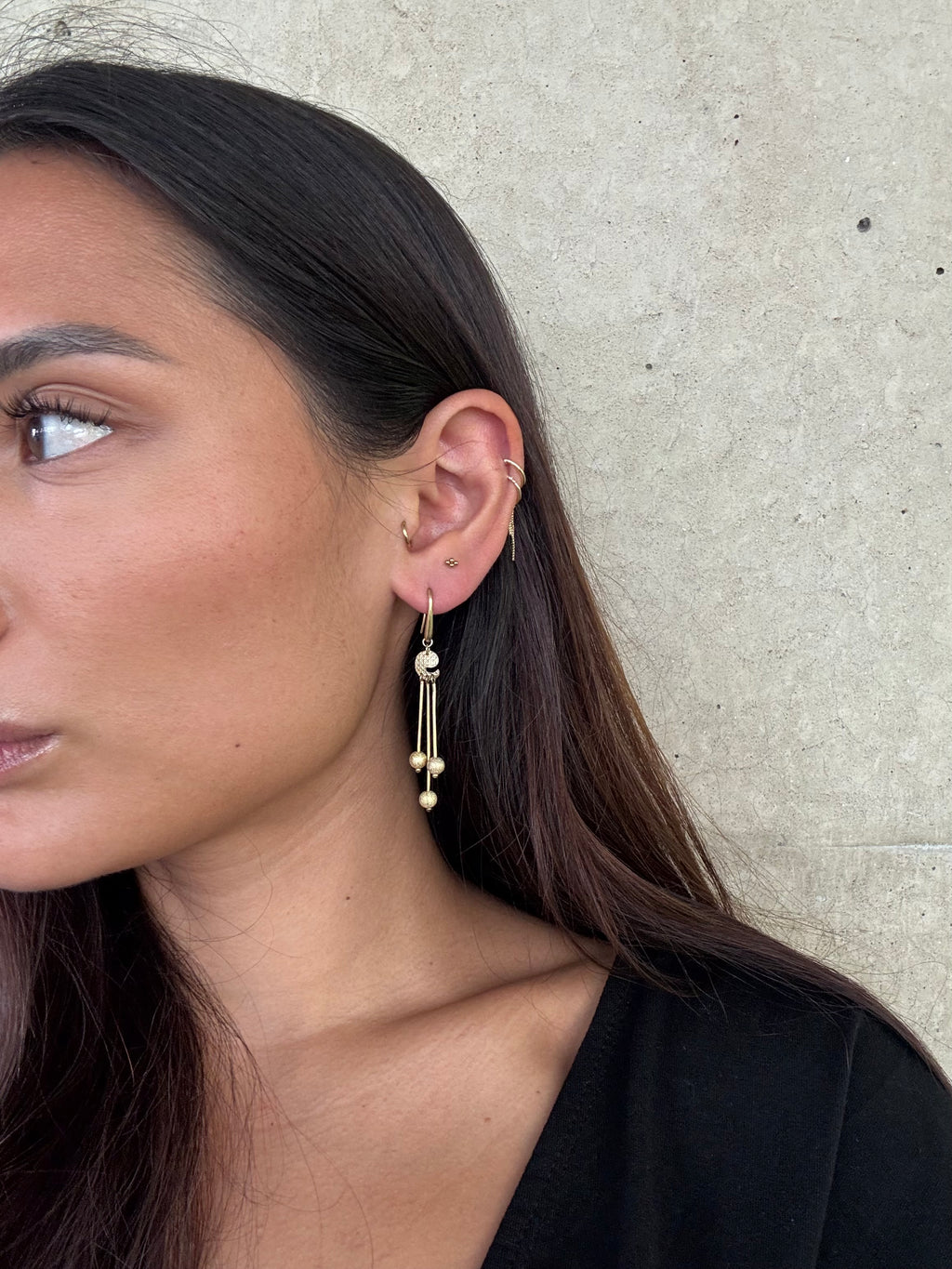 Vintage Gold Over Silver Triple Dangle Earrings