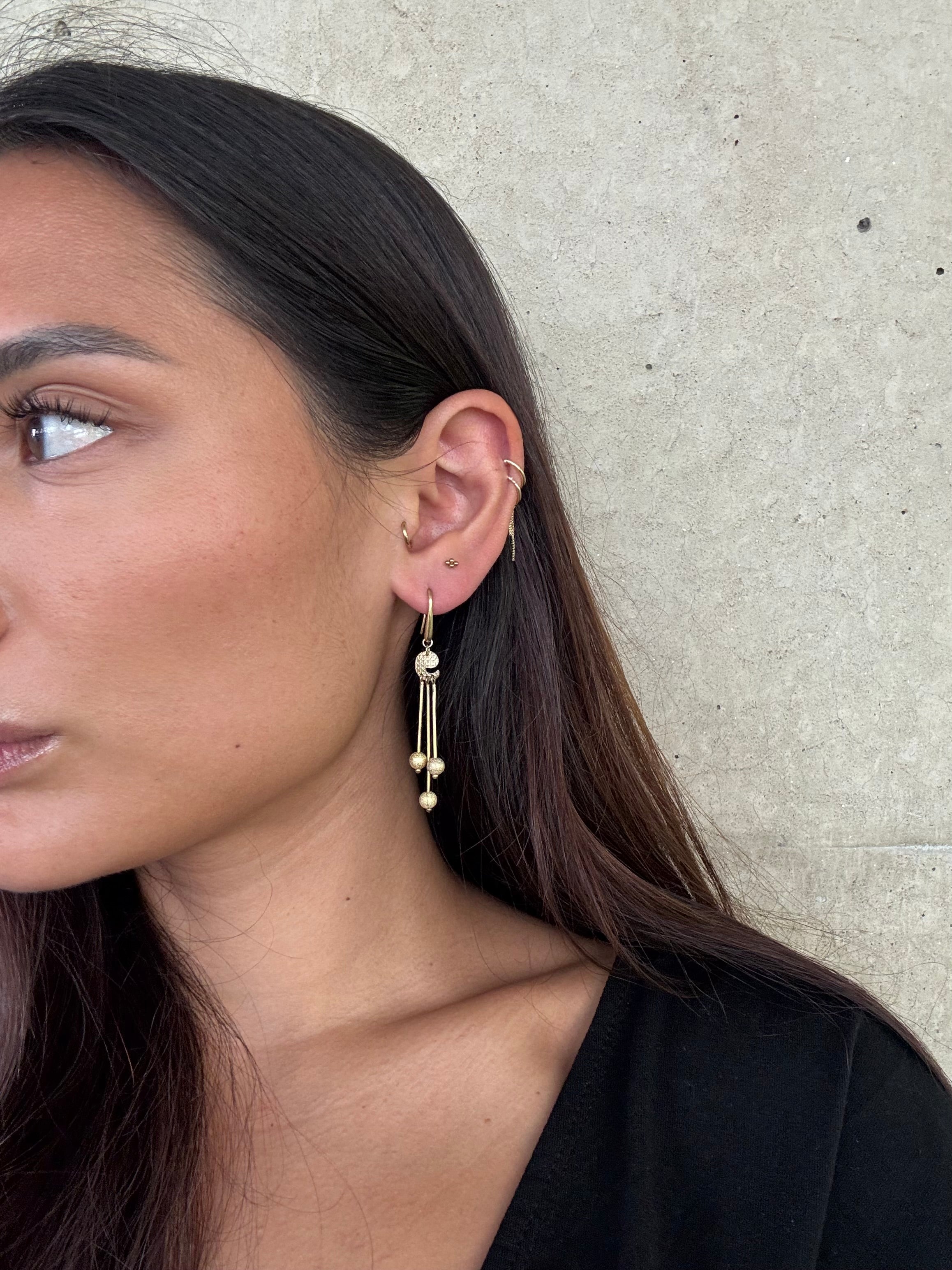Vintage Gold Over Silver Triple Dangle Earrings