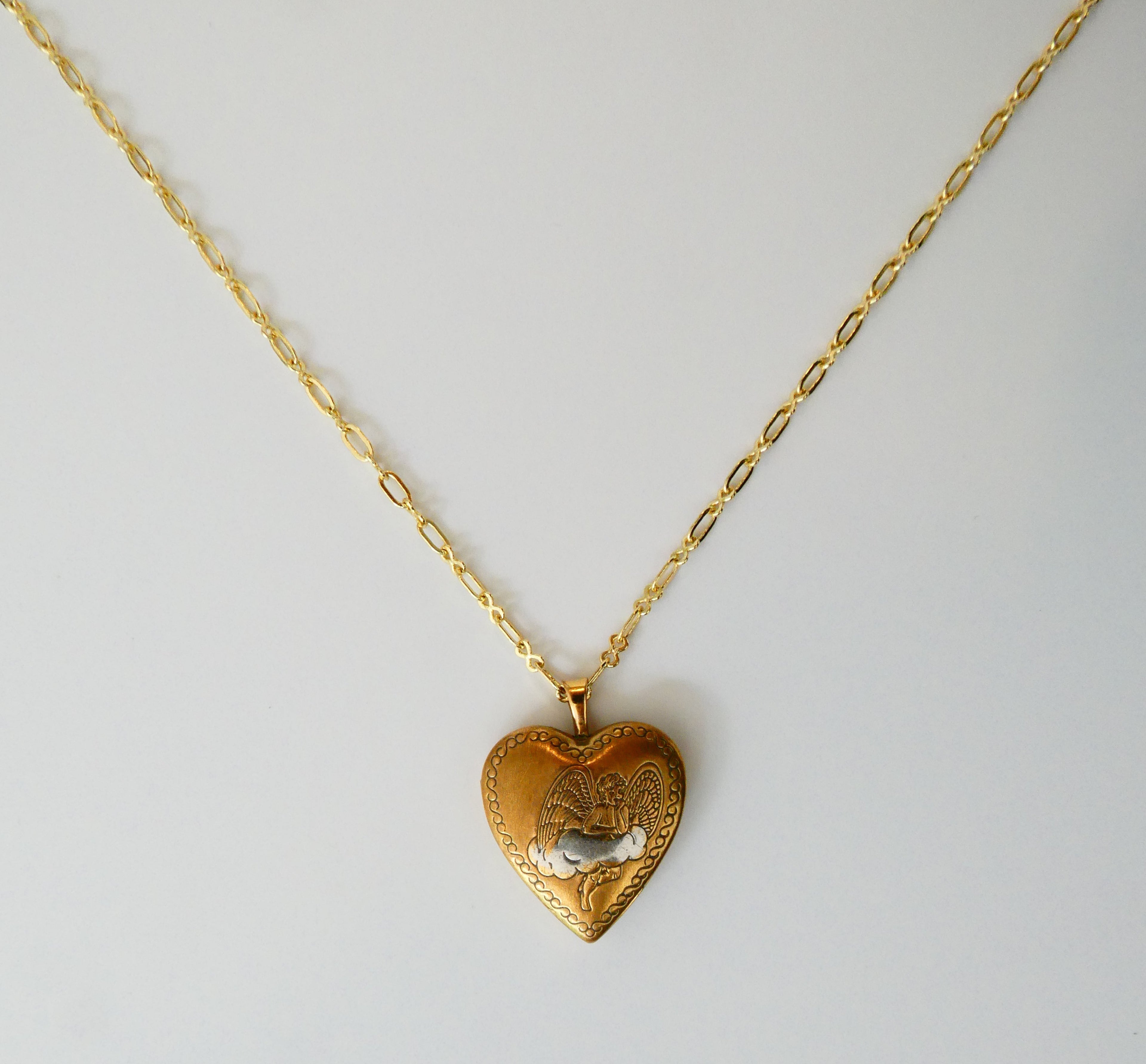 Vintage Gold-Filled 2 Tone Angel Locket