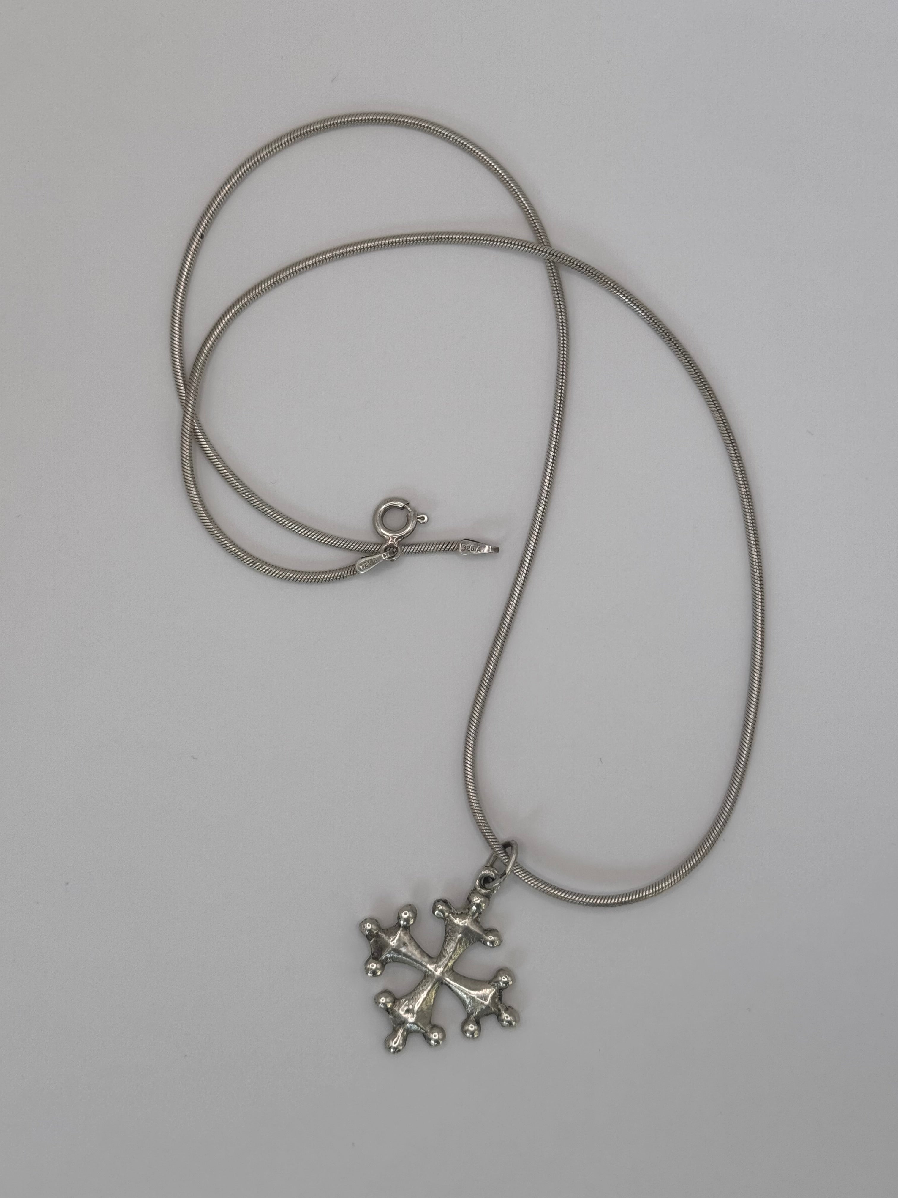 Vintage Silver Occitan Cross Necklace