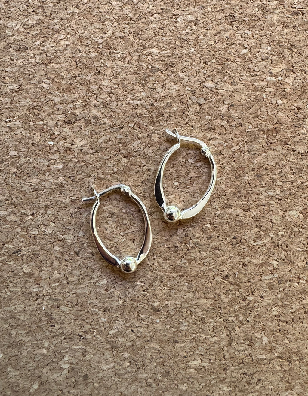 Vintage Silver Ball Drop Hoop Earrings