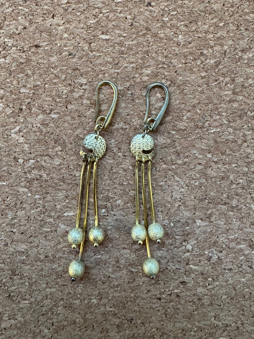 Vintage Gold Over Silver Triple Dangle Earrings