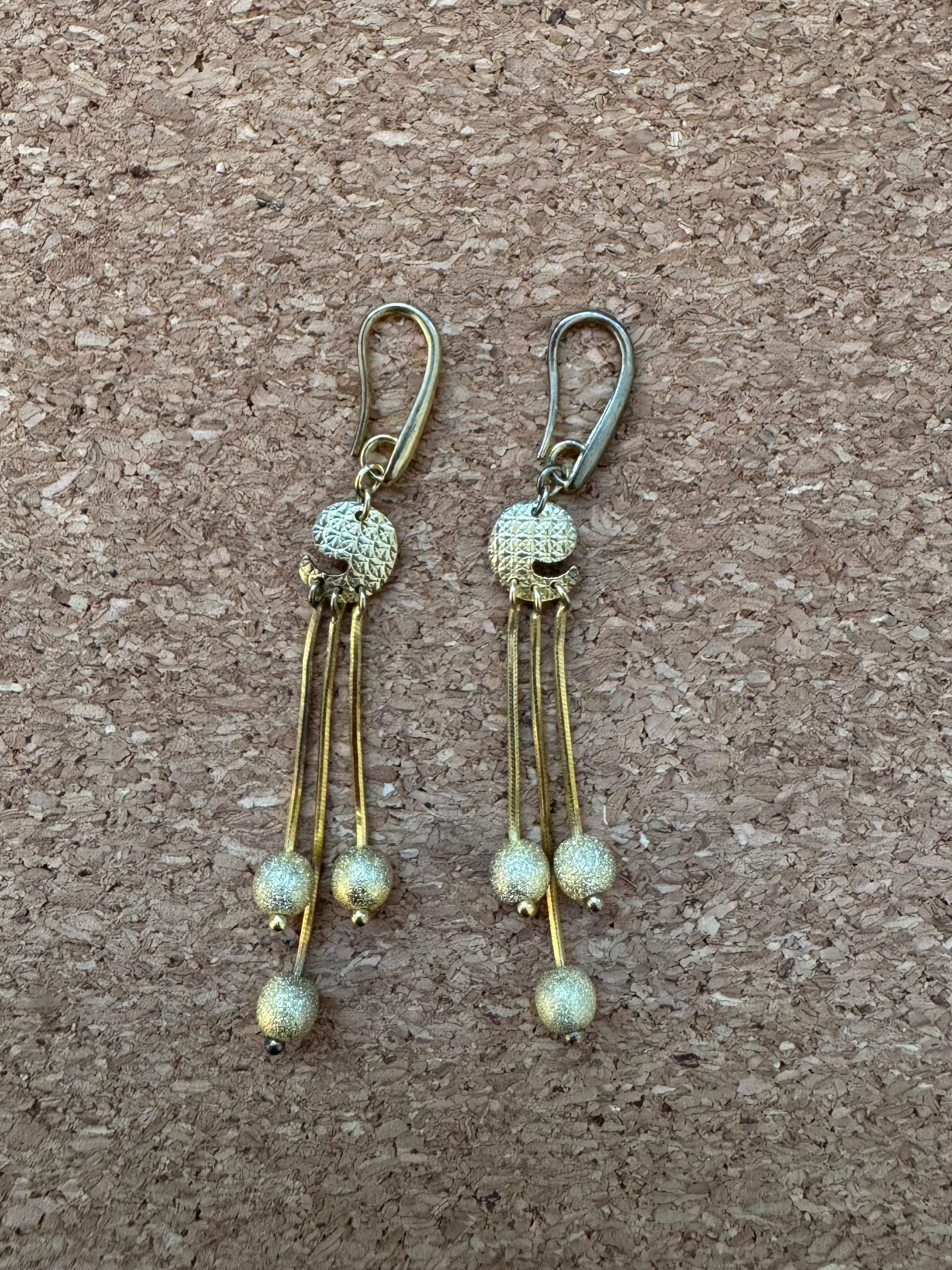 Vintage Gold Over Silver Triple Dangle Earrings