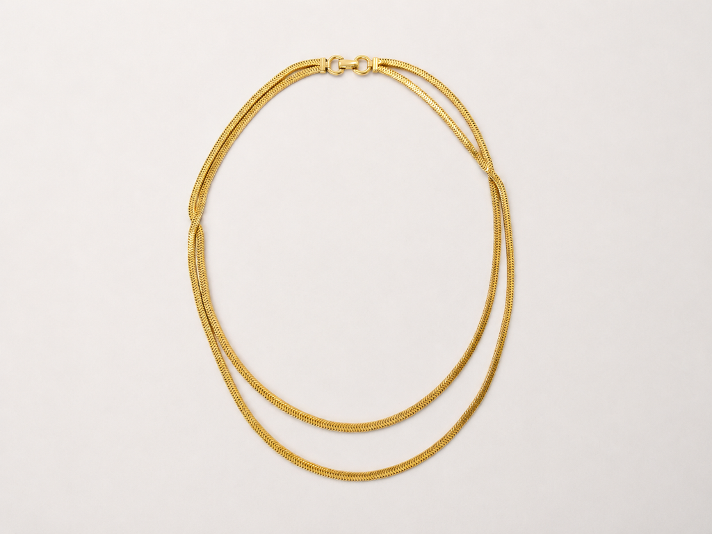 Vintage Gold-Filled Double Snake Chain Necklace