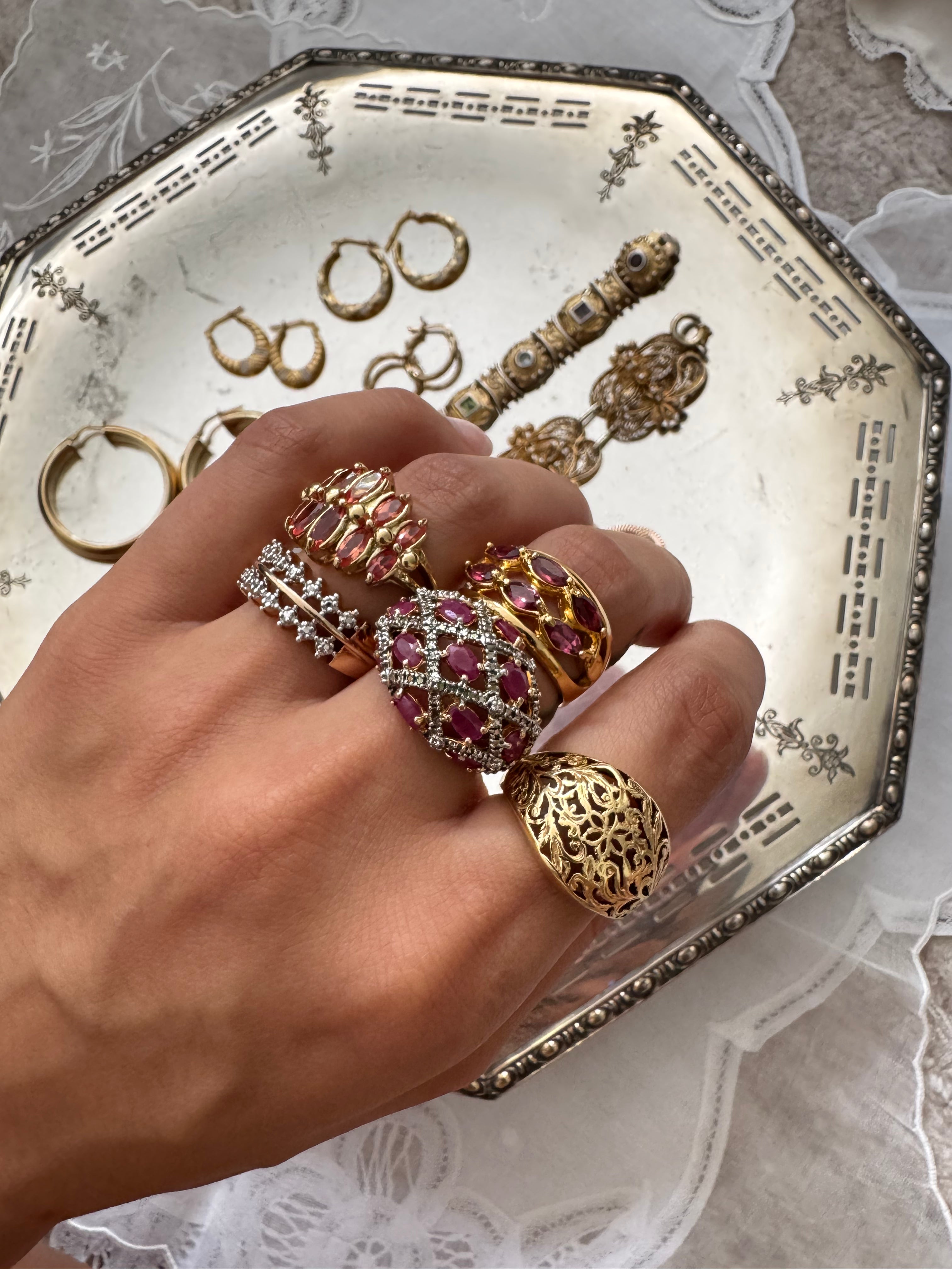 Vintage 18k Gold Over Silver Diamond Ring