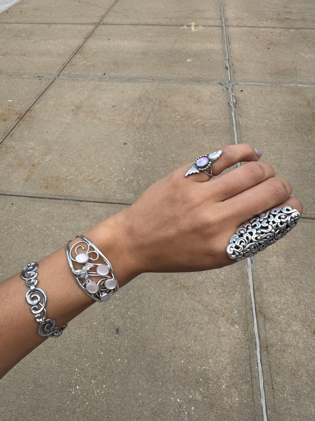 Vintage Silver Scroll Statement Ring
