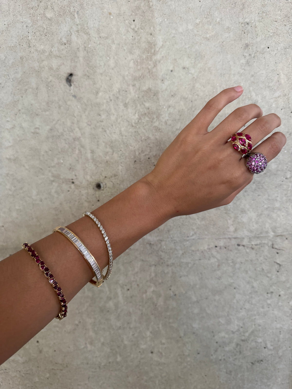 Vintage Gold Lab Ruby Cluster Ring