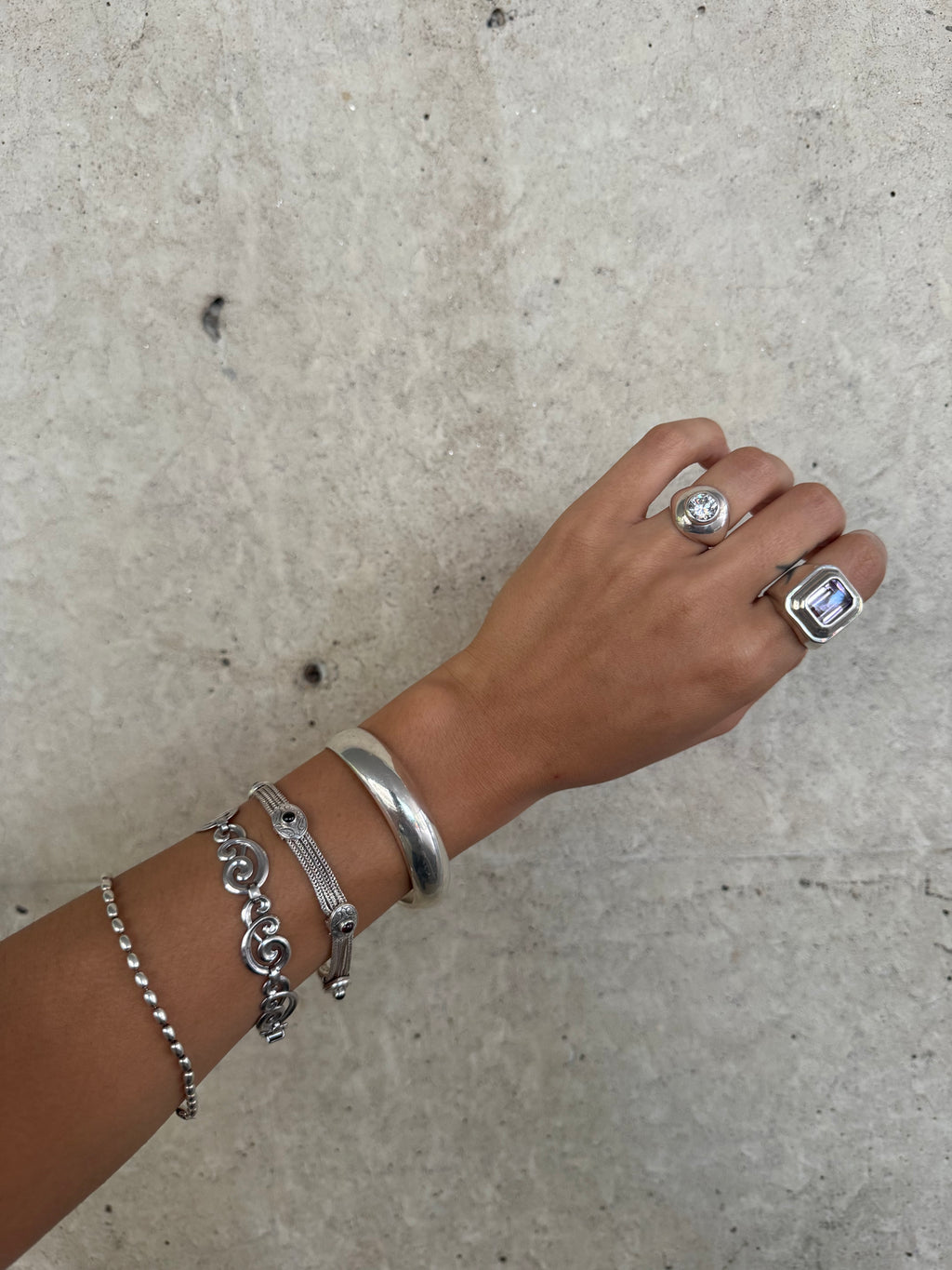 Vintage Silver Garnet Western Link Bracelet