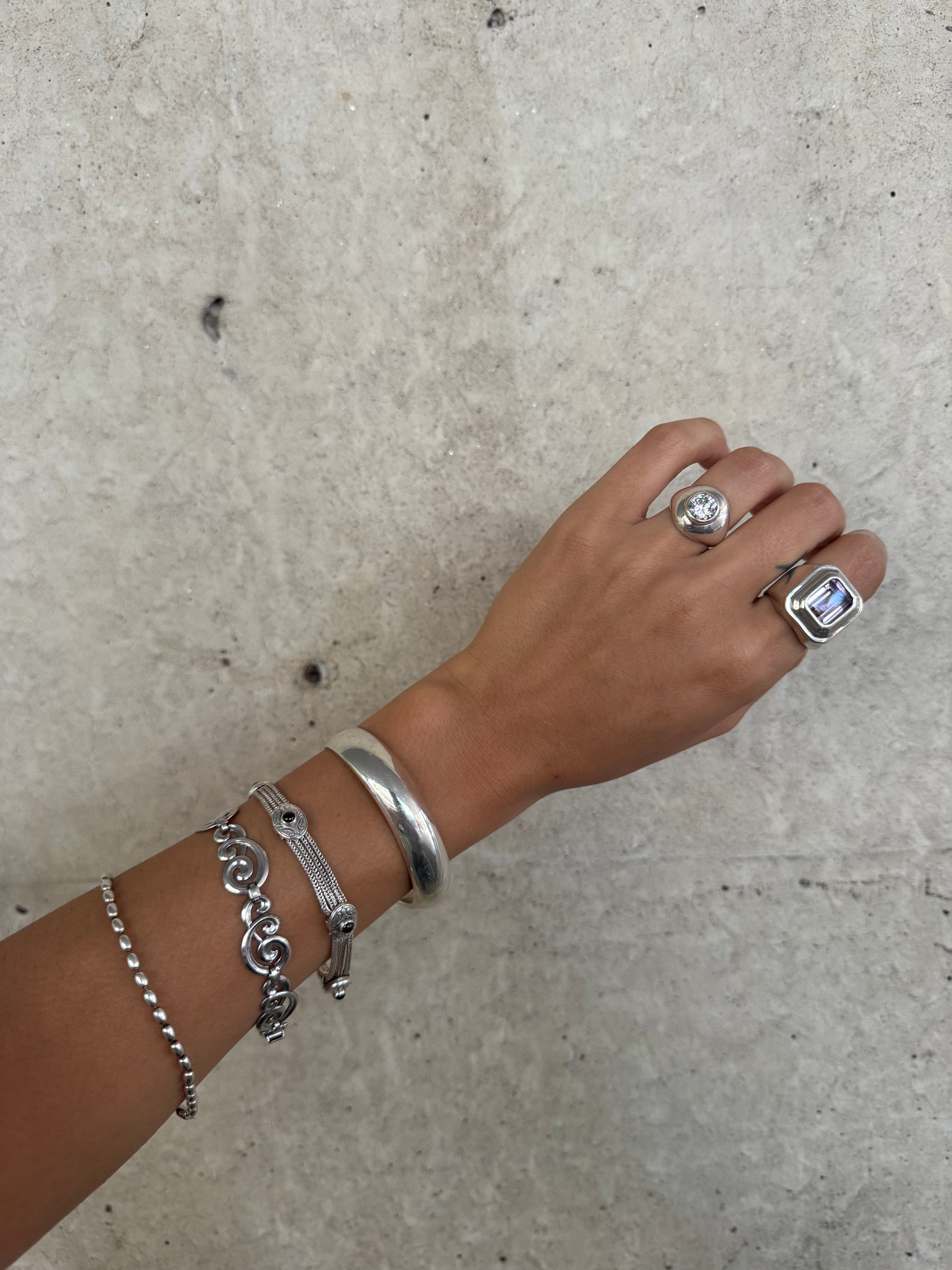 Vintage Silver Garnet Western Link Bracelet