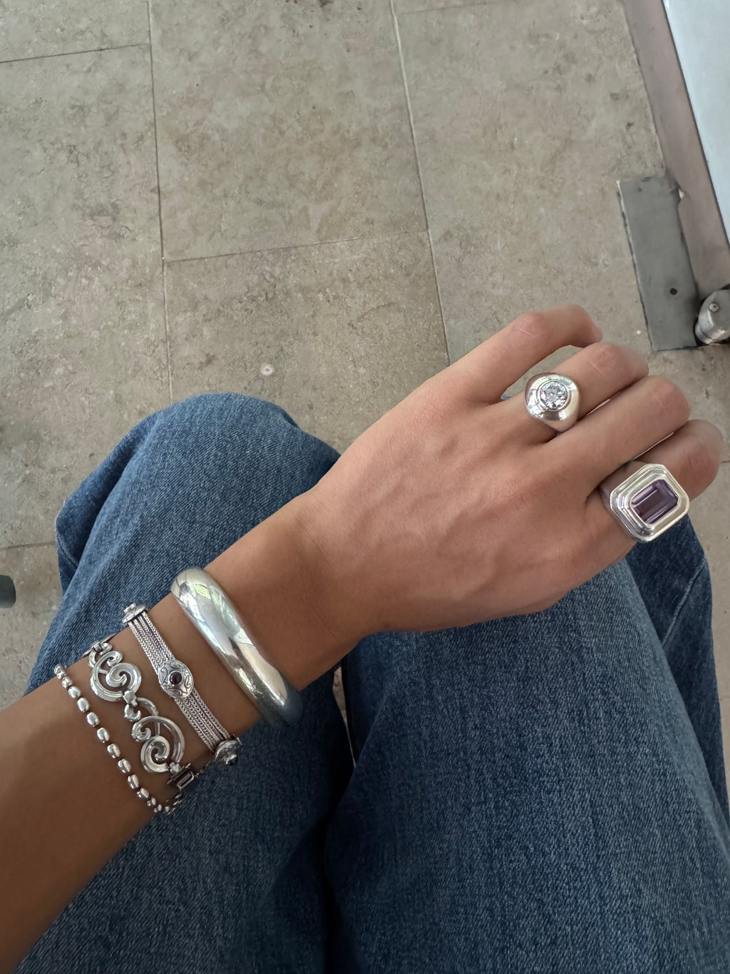 Vintage Silver Scroll Link Bracelet