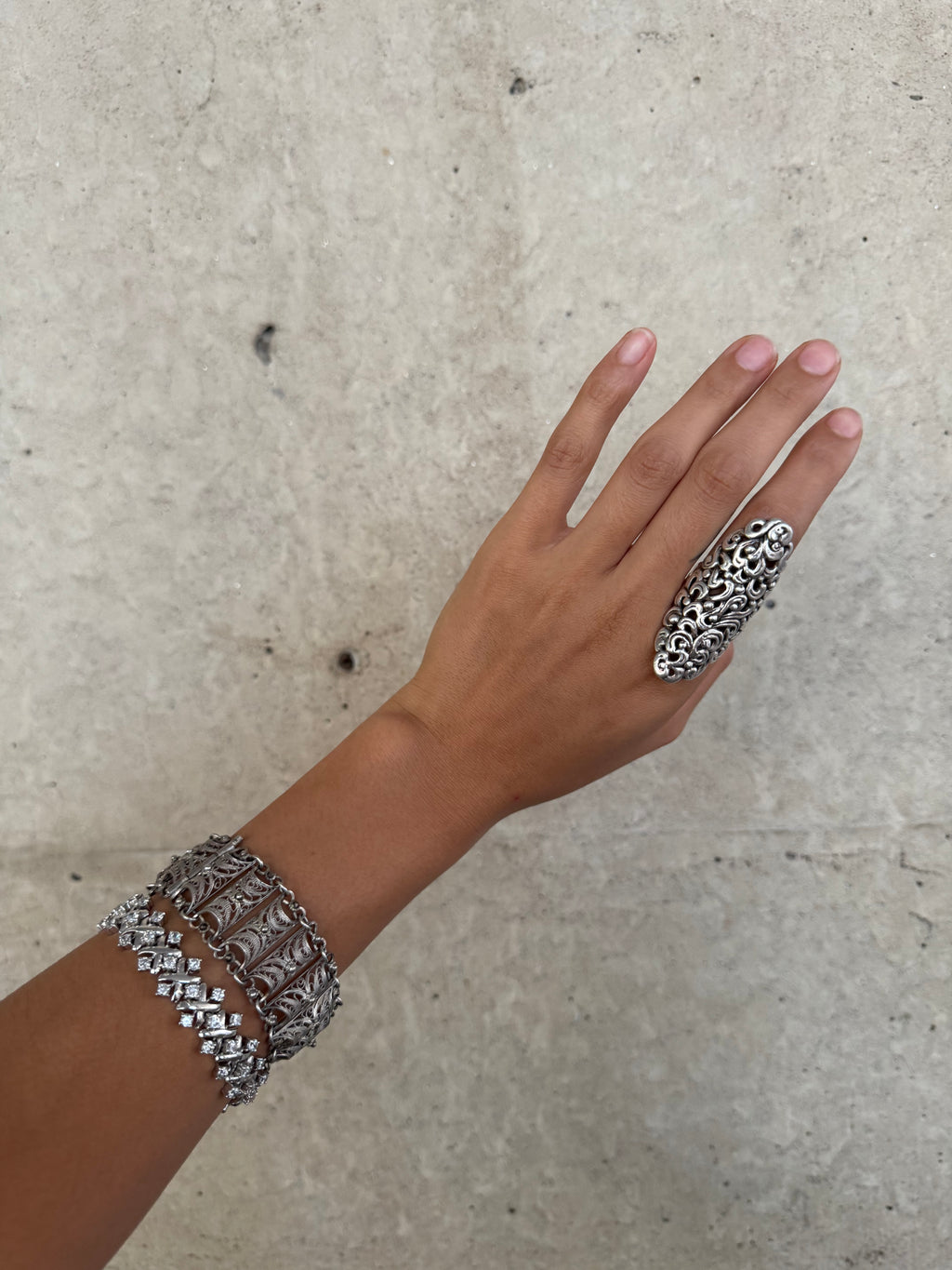 Vintage Silver Scroll Statement Ring