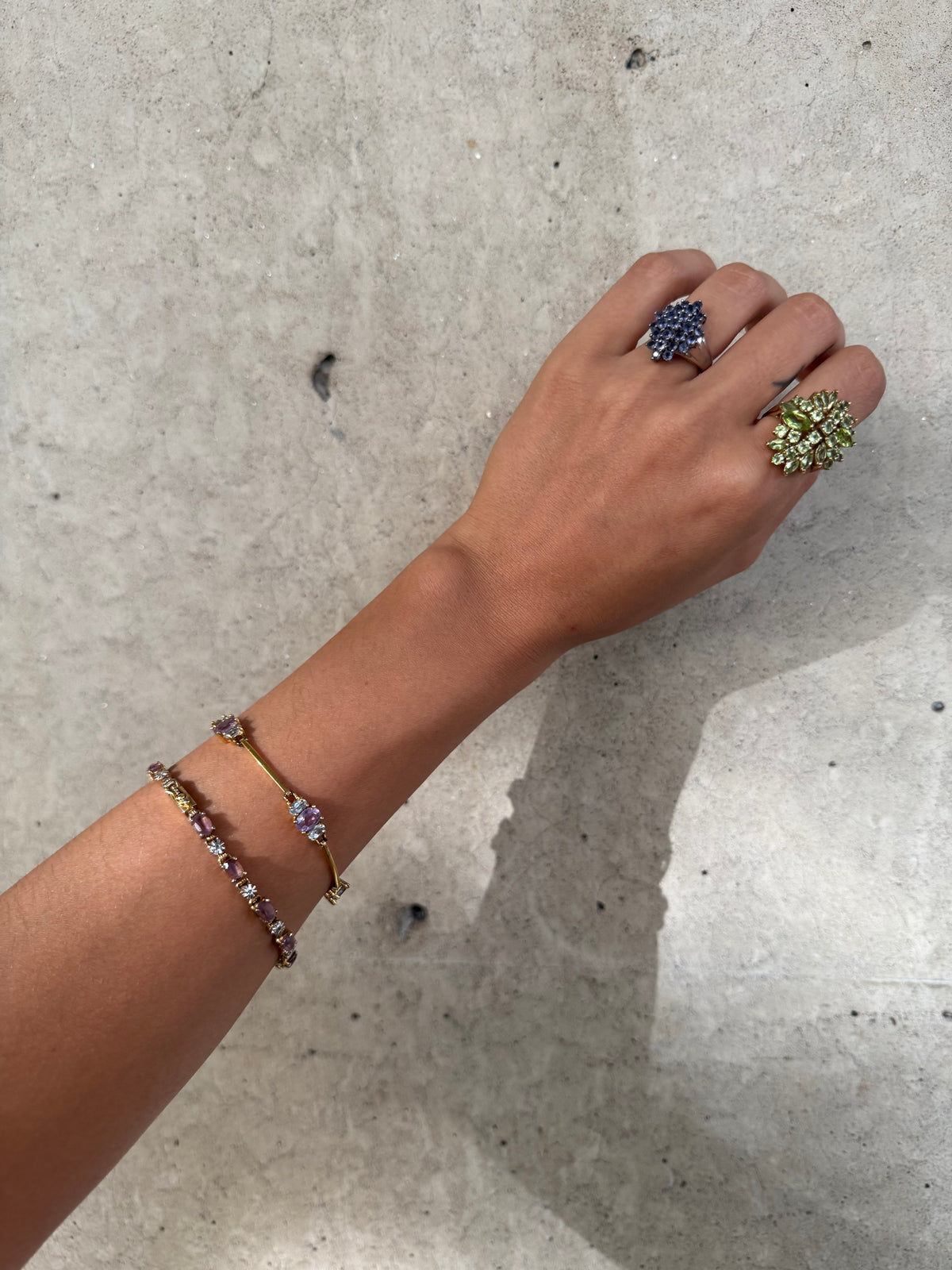 Vintage Gold Amethyst & Topaz Bracelet
