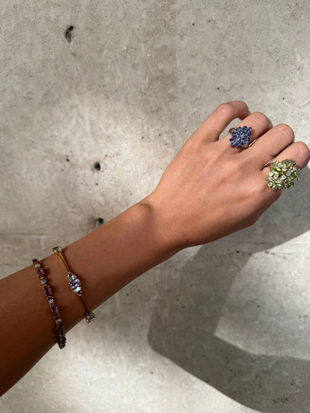 Vintage Silver Lolite Cluster Ring