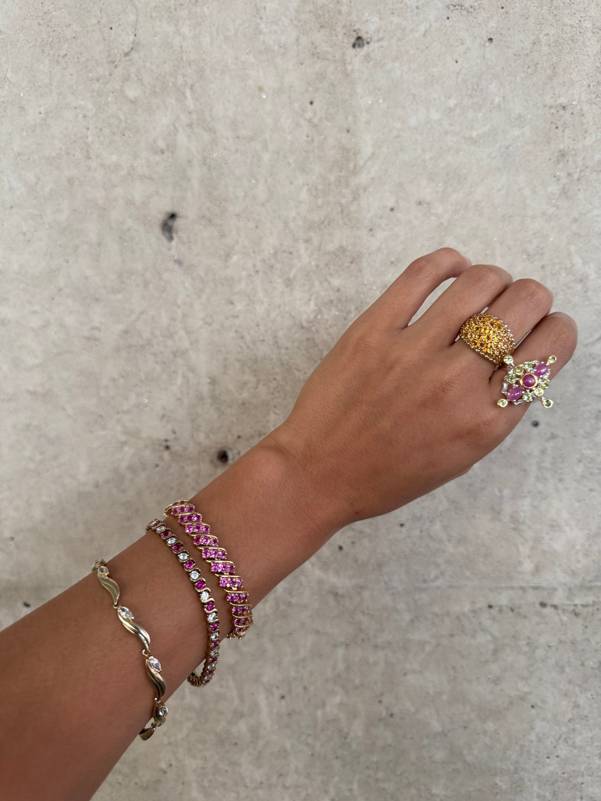 Vintage Gold Citrine Cluster Ring
