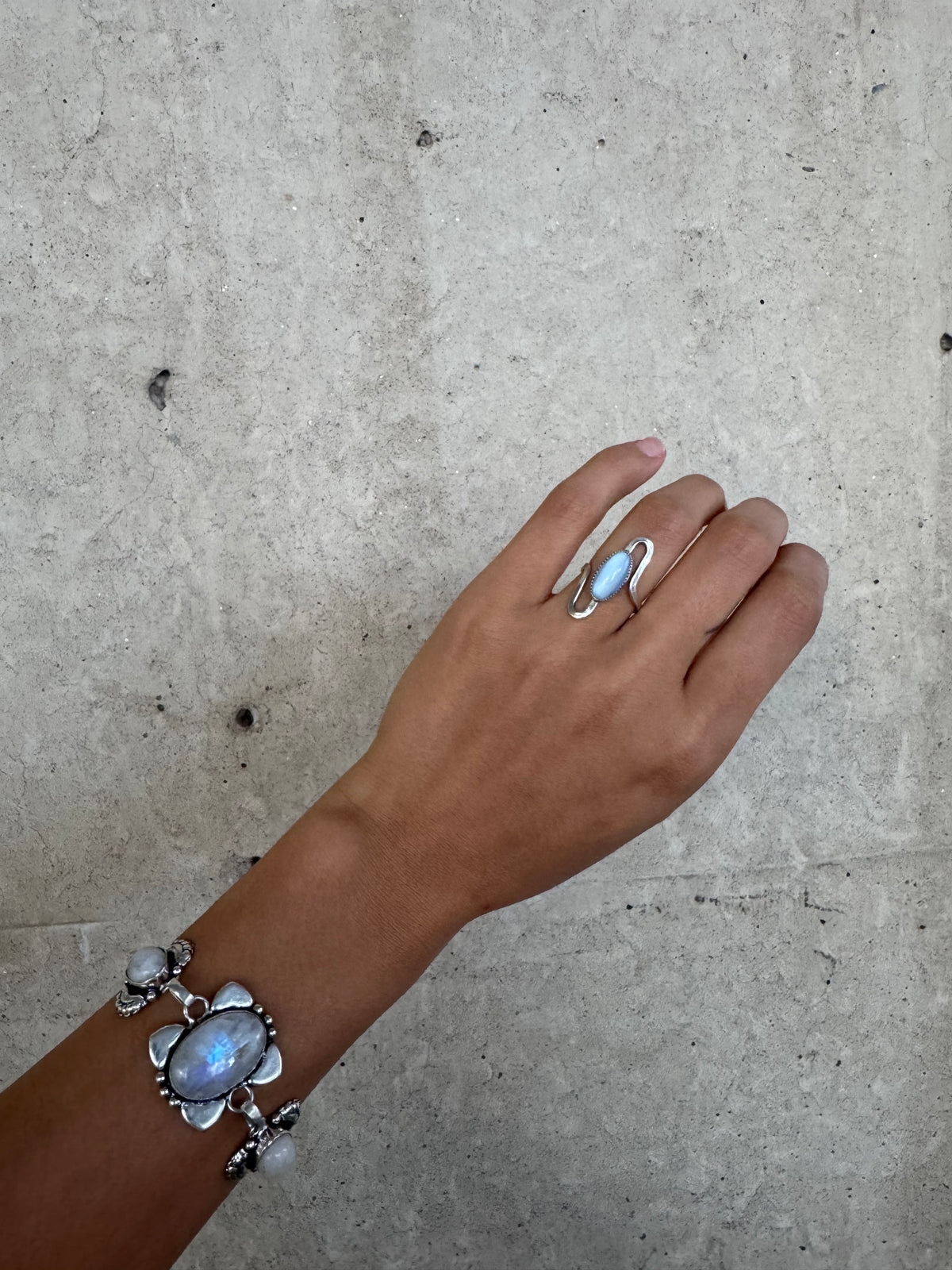 Vintage Blue Cats Eye Silver Ring