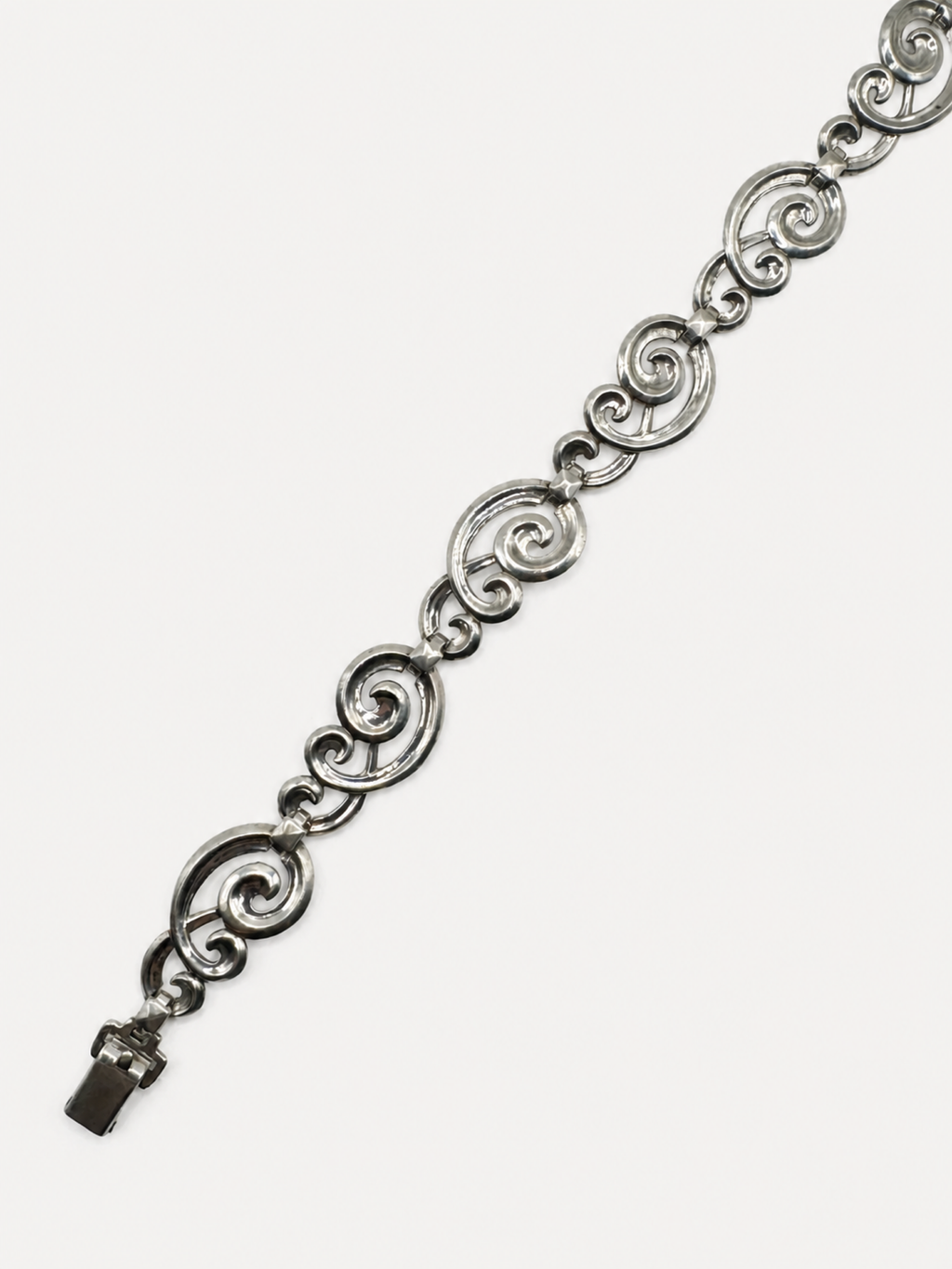 Vintage Silver Scroll Link Bracelet