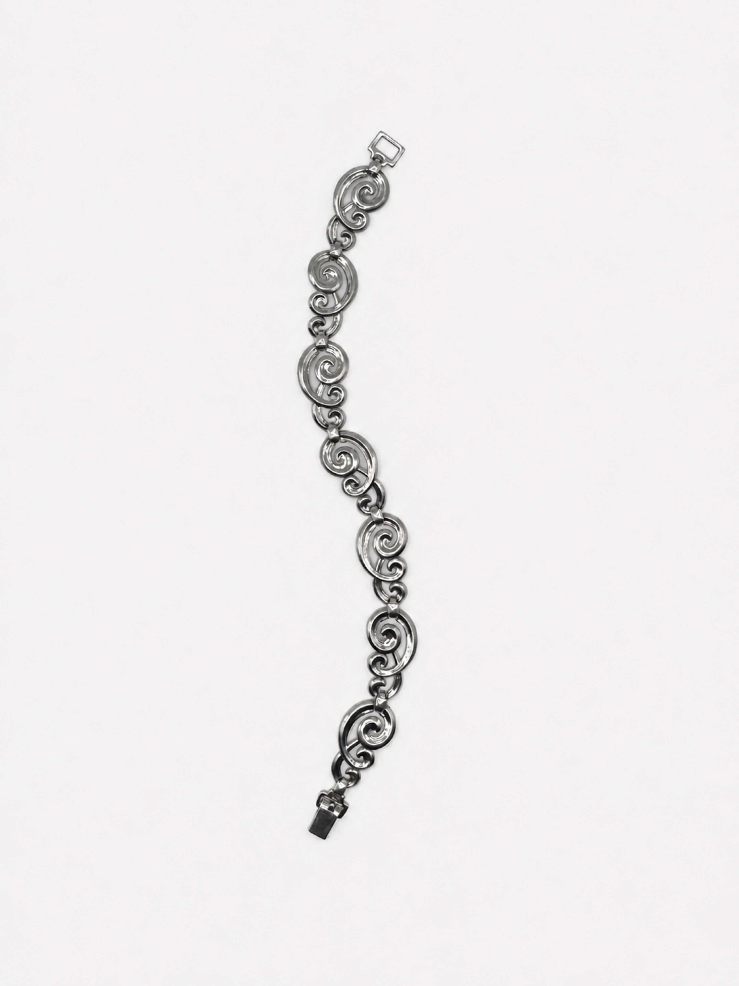 Vintage Silver Scroll Link Bracelet