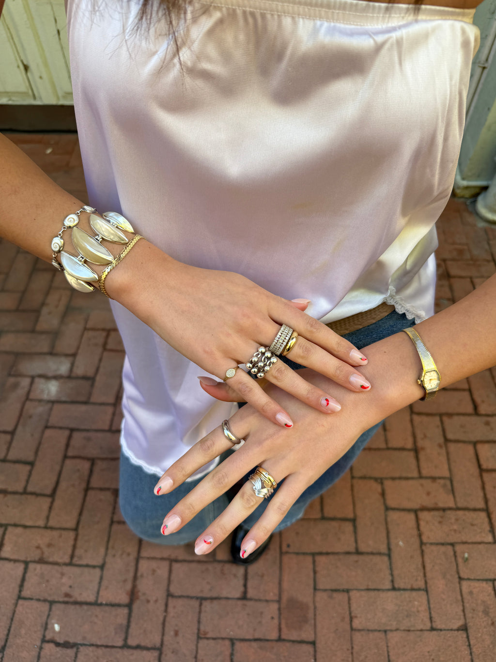 Vintage Silver 7 Shell Bracelet