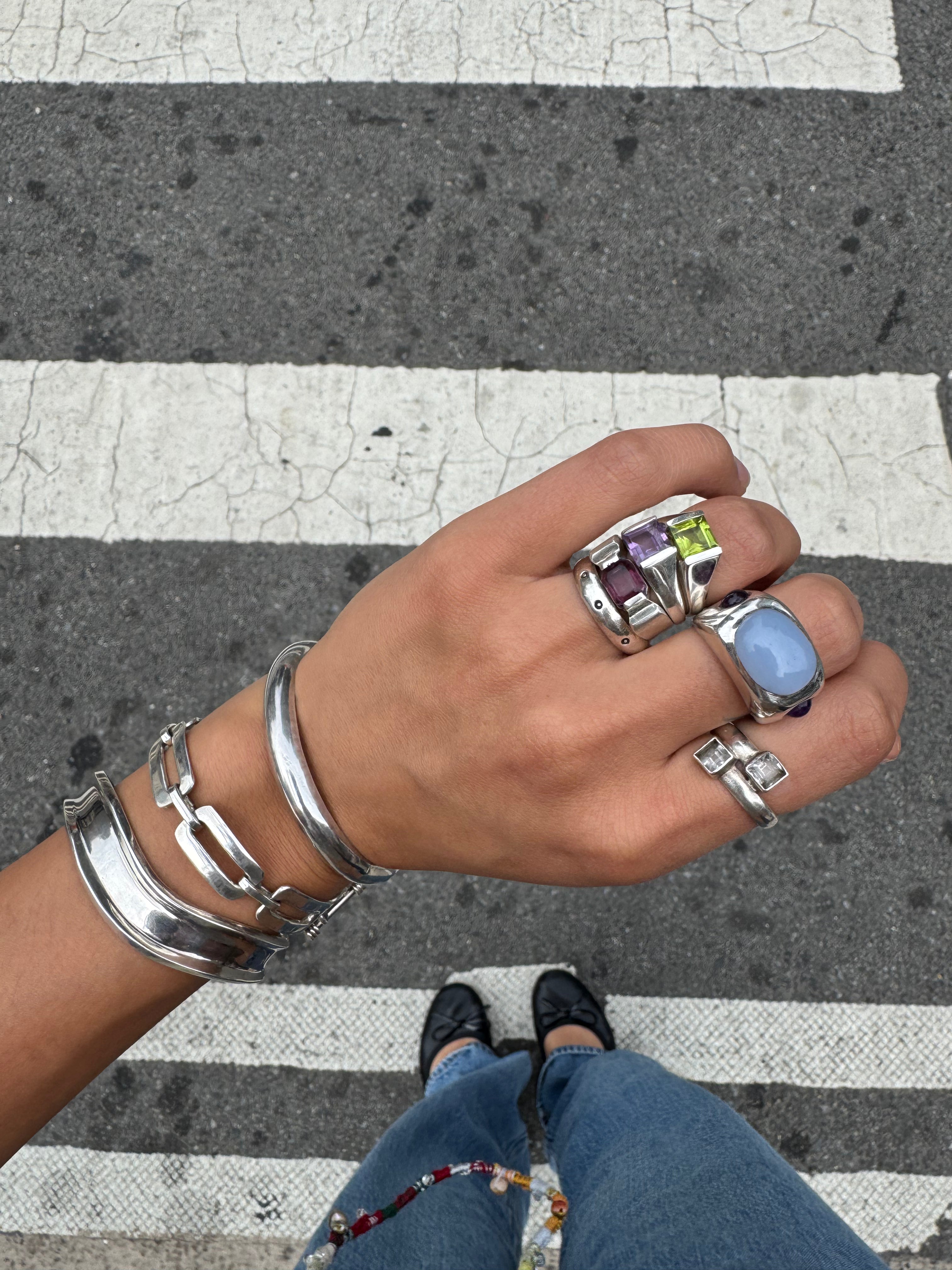Vintage Silver Rectangular Link Bracelet