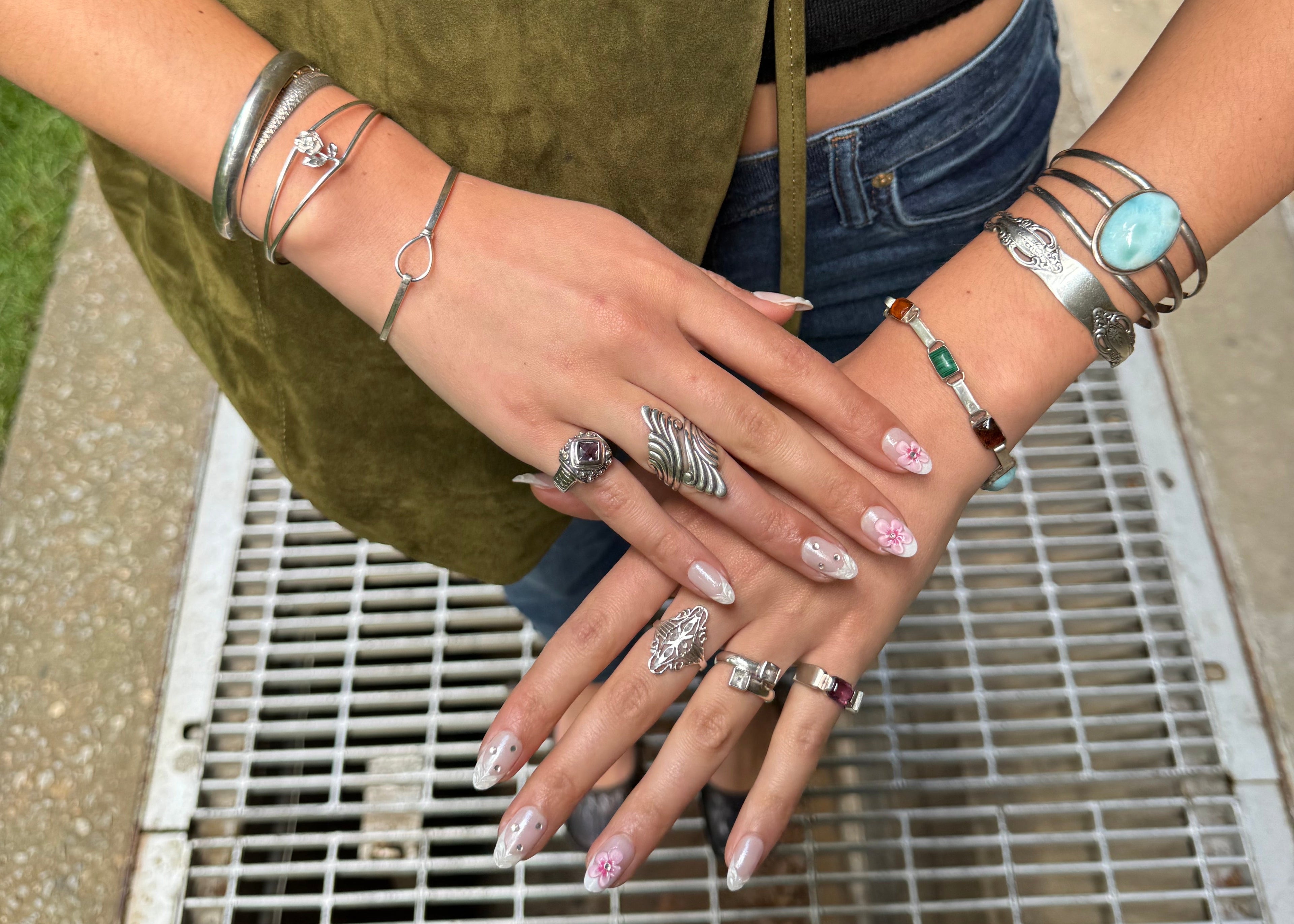 Vintage Silver Swirl Wrap Statement Ring