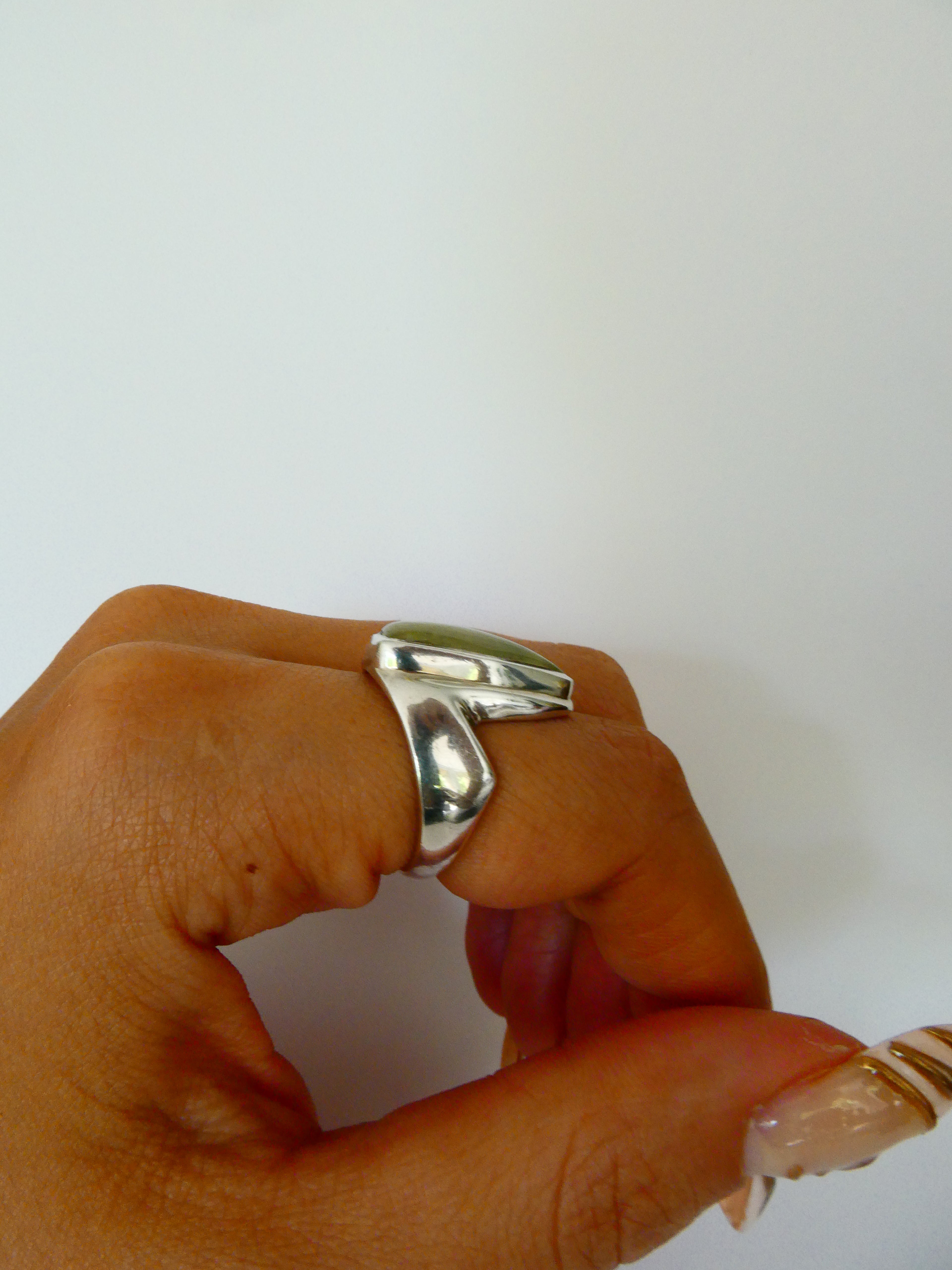 Vintage Silver Green Stone Ring