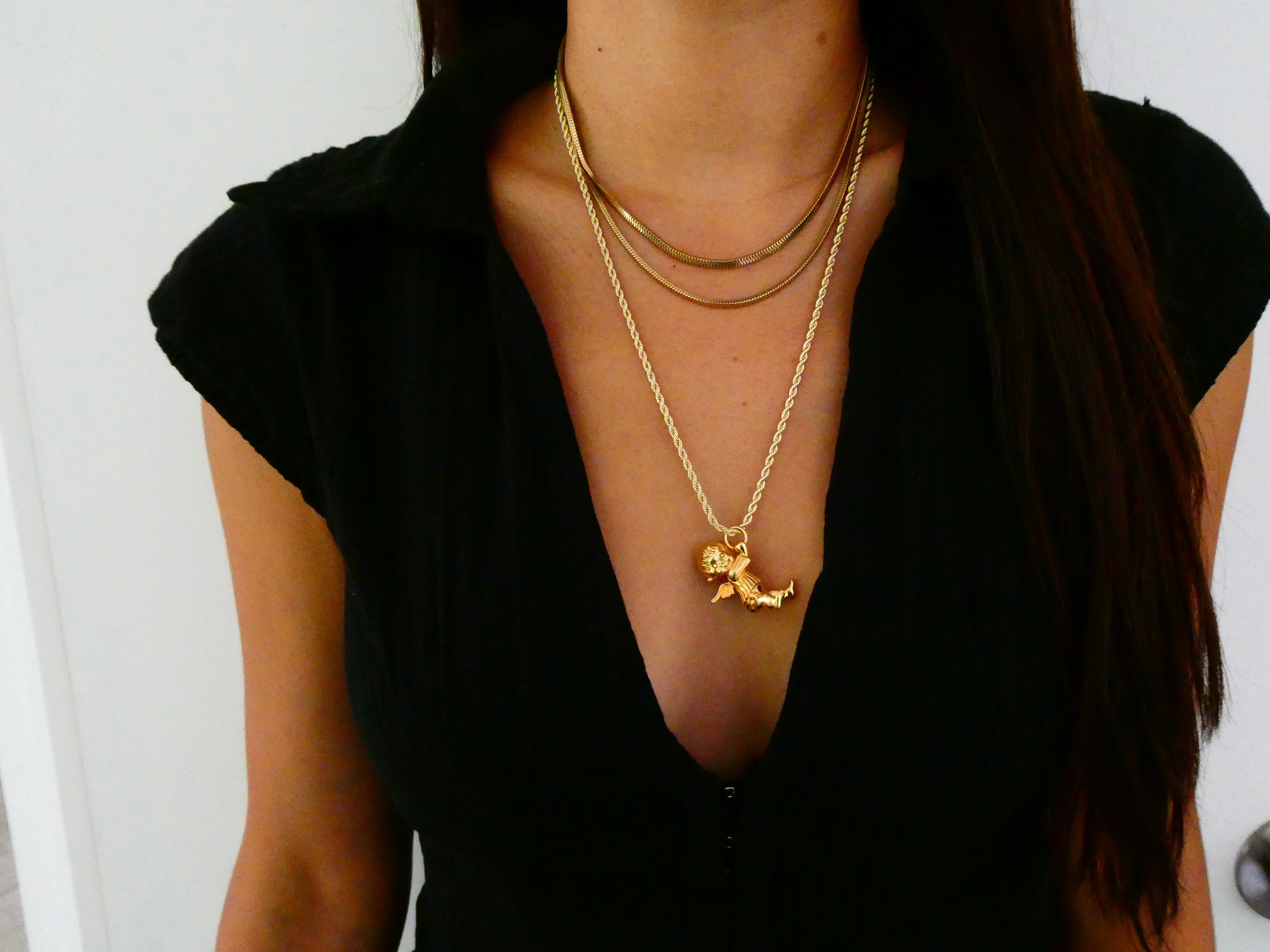 Vintage Gold Cherub Necklace