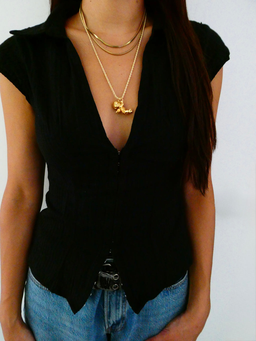 Vintage Gold Cherub Necklace