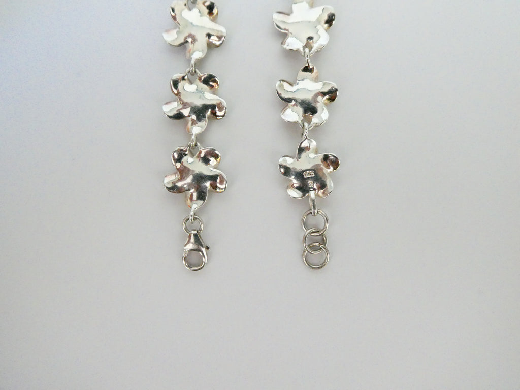 Vintage Silver CZ Flower Link Bracelet