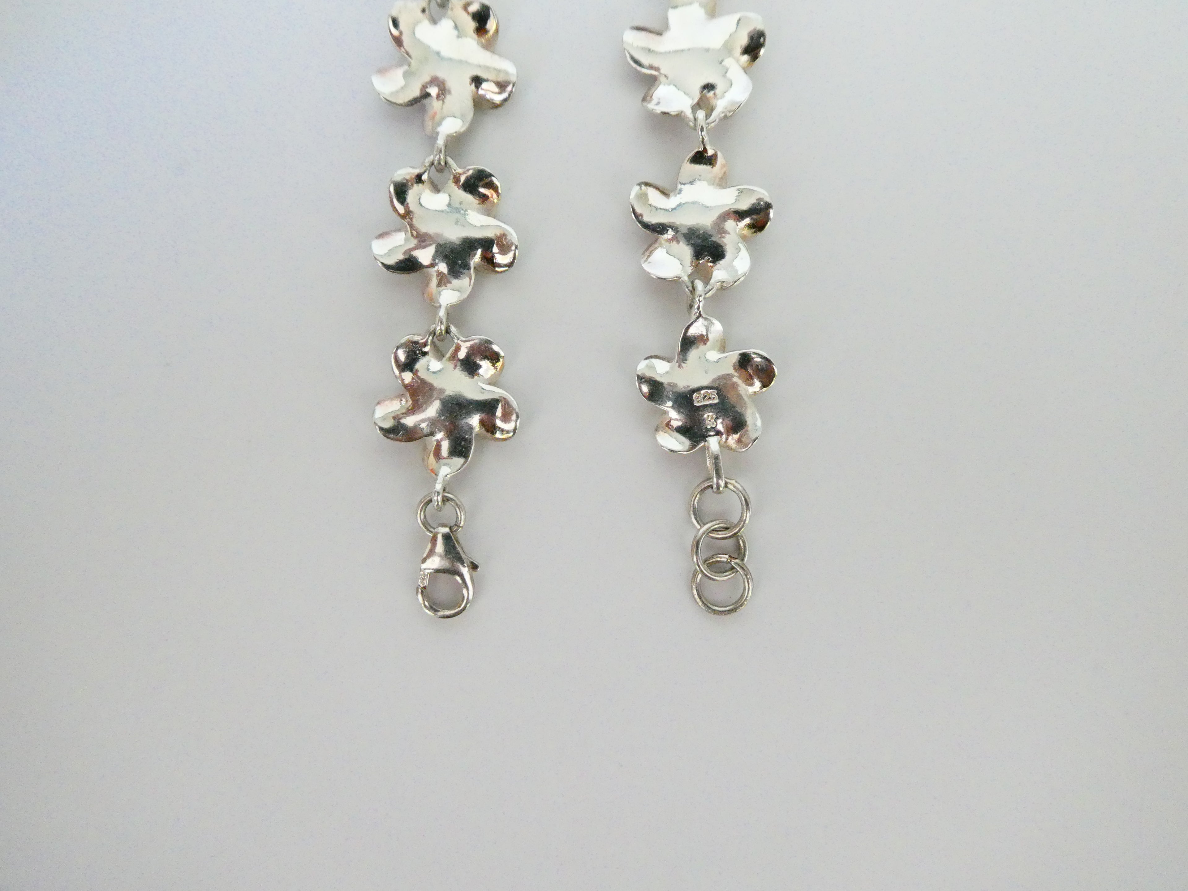 Vintage Silver CZ Flower Link Bracelet