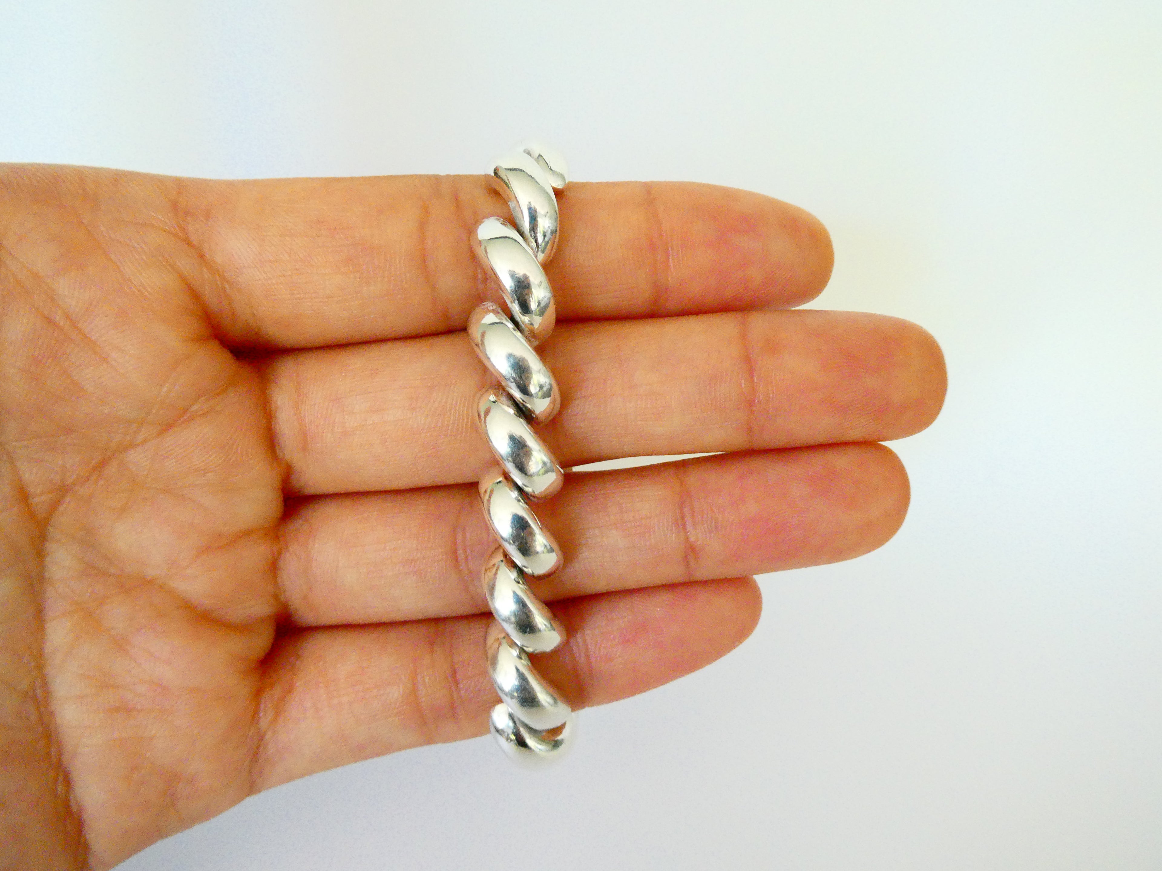Vintage Italian Twist Link Silver Bracelet