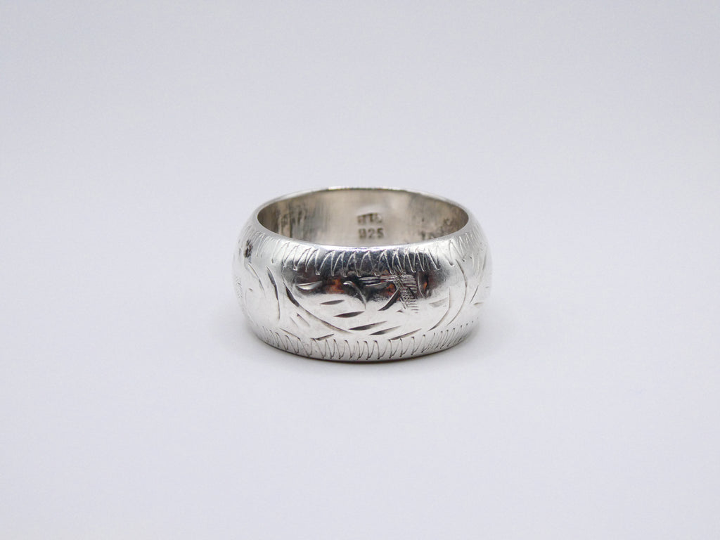 Vintage Silver Etched Band Ring