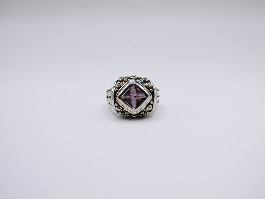 Vintage Silver Amethyst Dot Ring