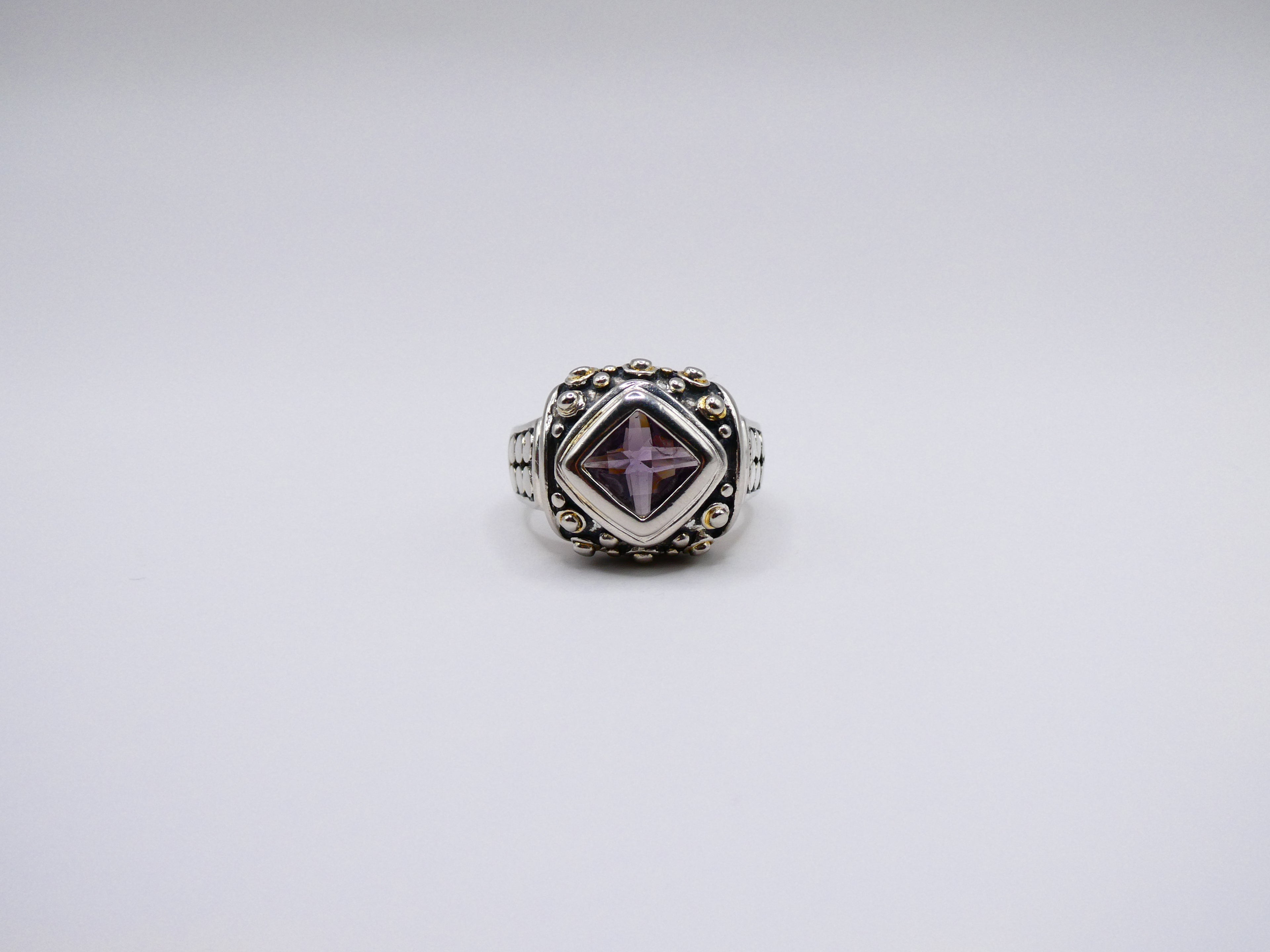 Vintage Silver Amethyst Dot Ring