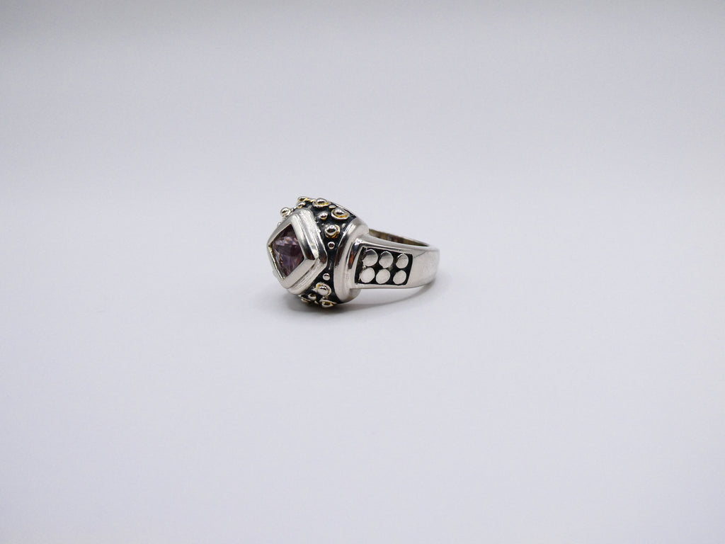 Vintage Silver Amethyst Dot Ring