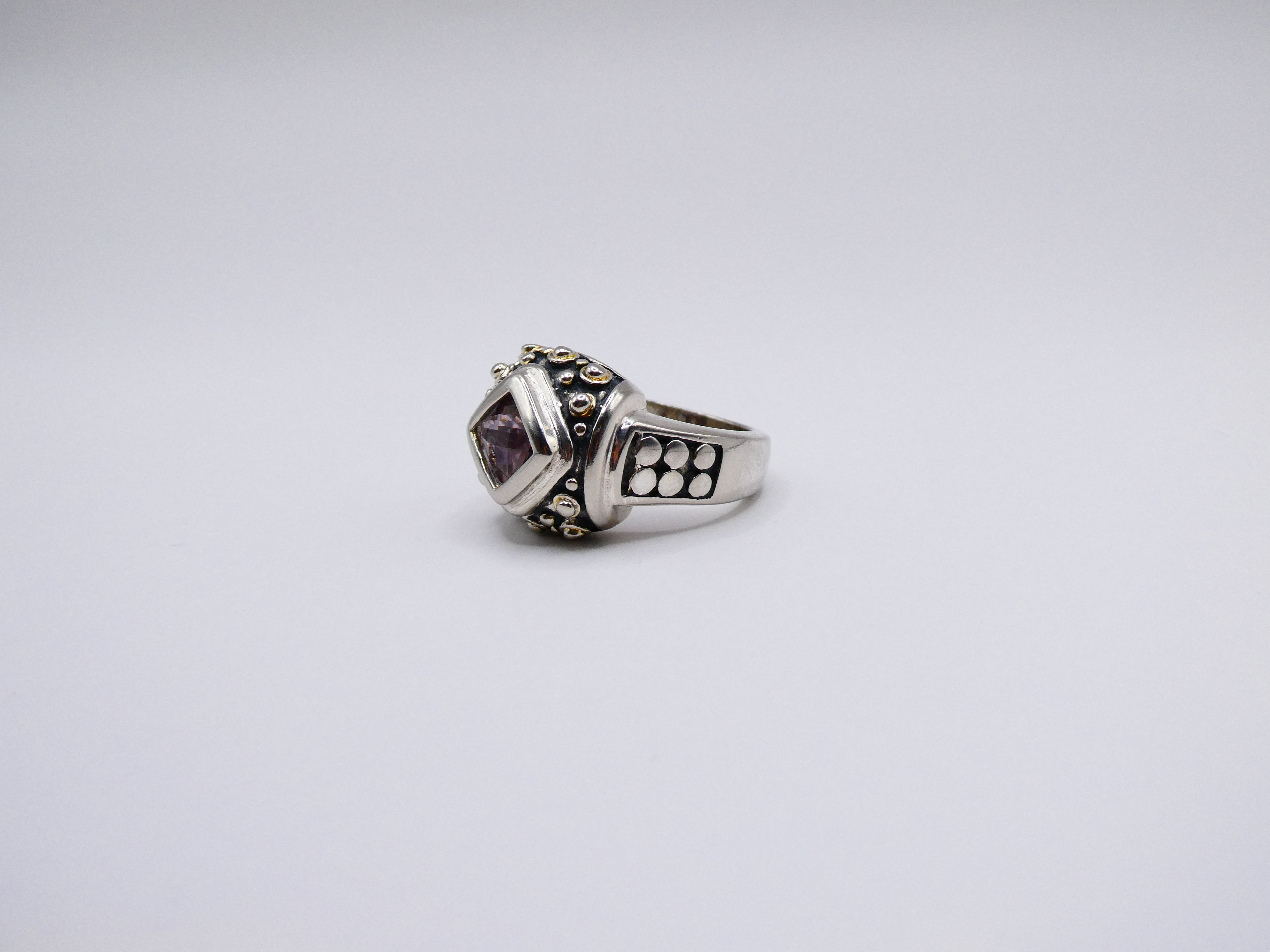 Vintage Silver Amethyst Dot Ring