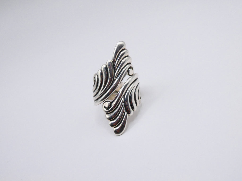 Vintage Silver Swirl Wrap Statement Ring