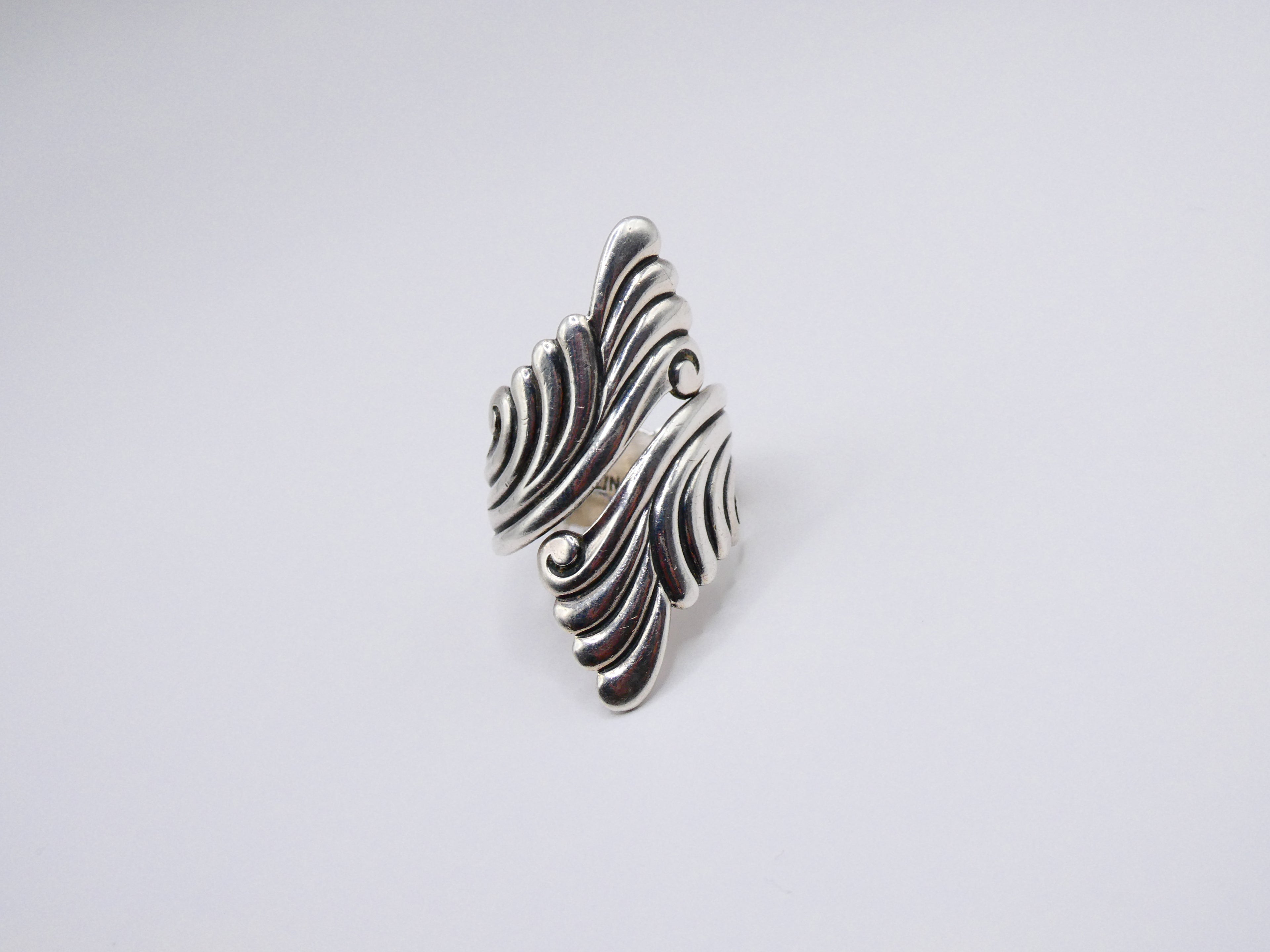 Vintage Silver Swirl Wrap Statement Ring