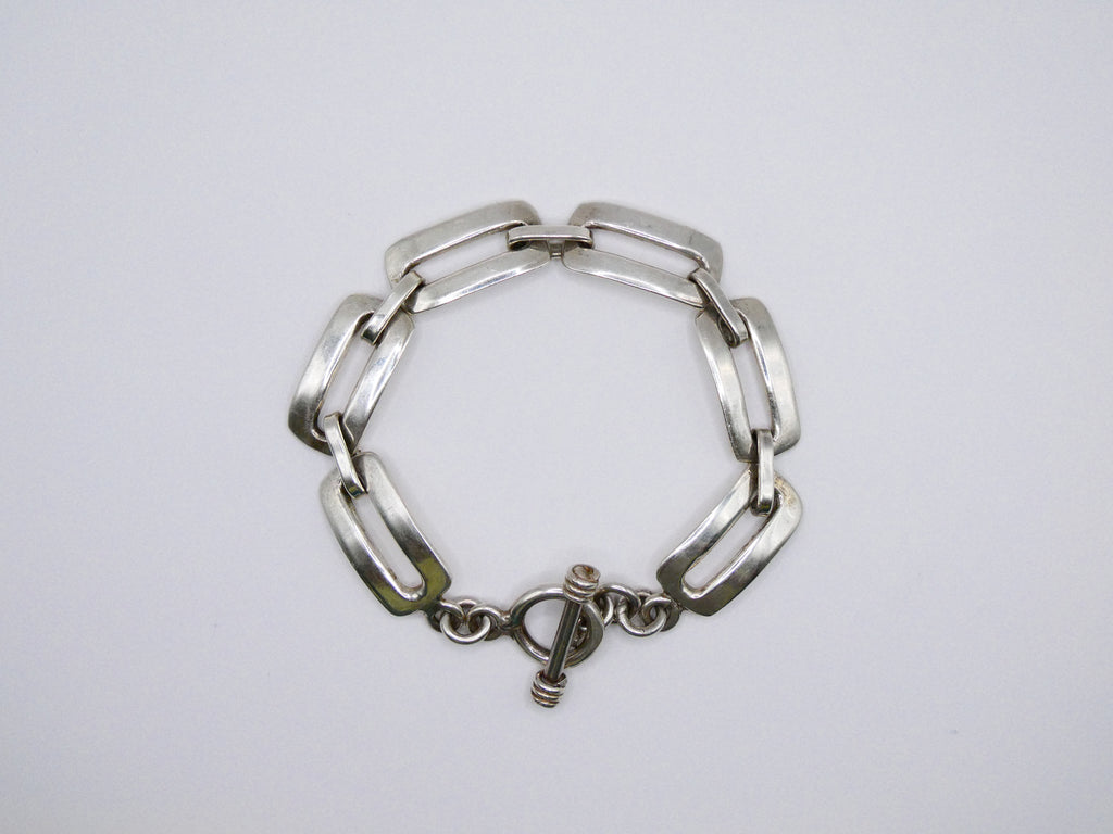 Vintage Silver Rectangular Link Bracelet