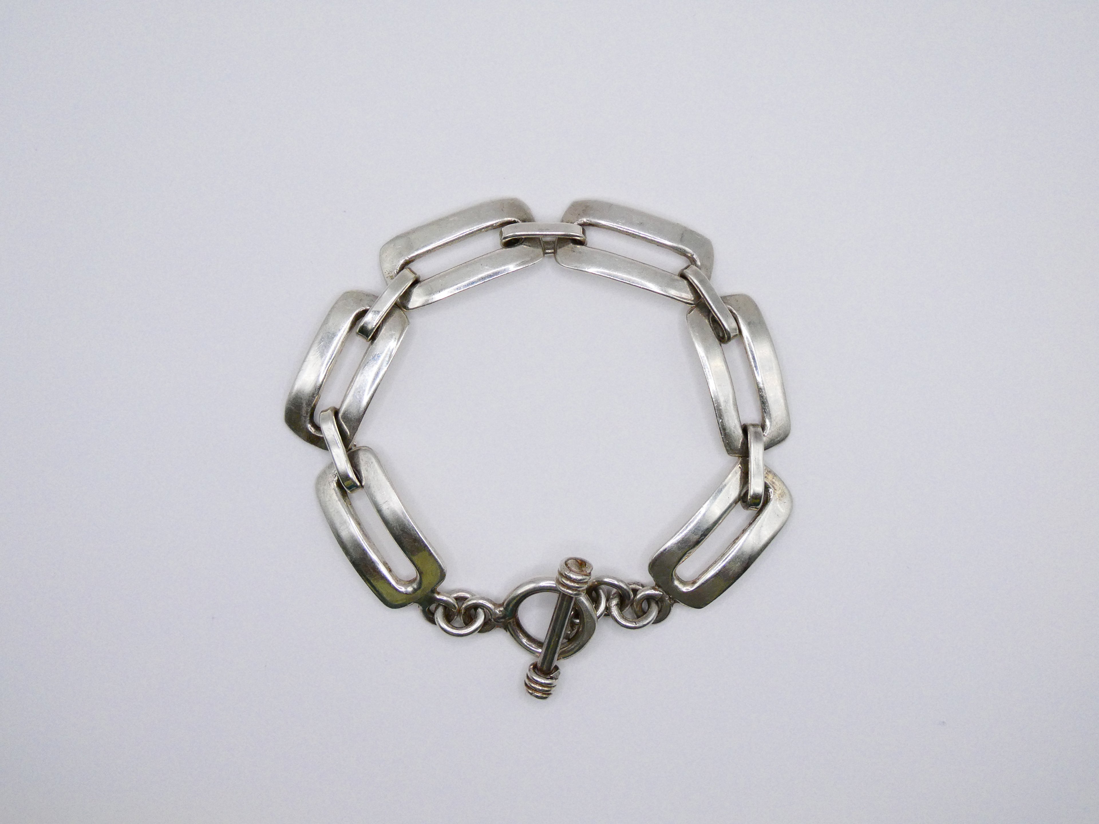 Vintage Silver Rectangular Link Bracelet