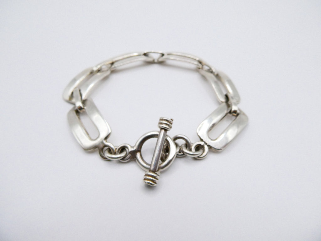 Vintage Silver Rectangular Link Bracelet