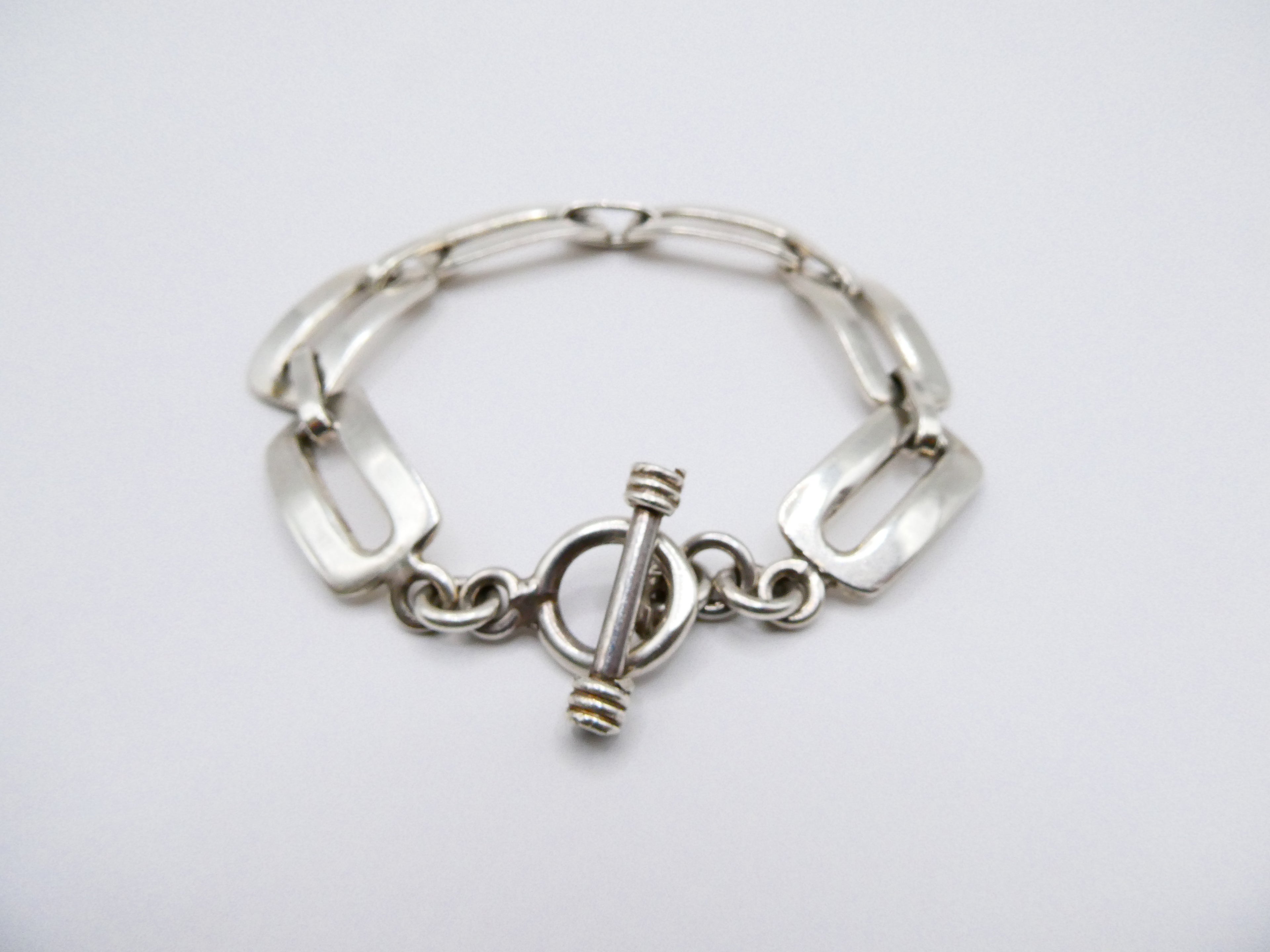 Vintage Silver Rectangular Link Bracelet