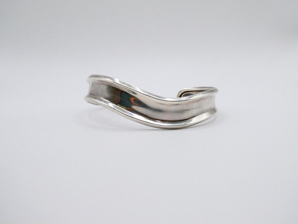 Vintage Silver Wavy Cuff Bracelet
