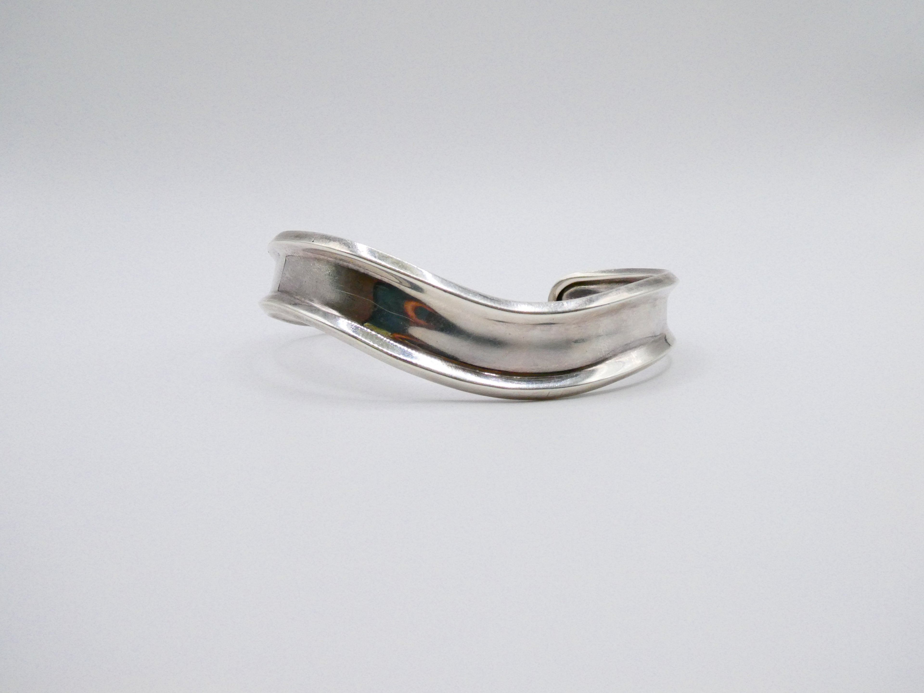 Vintage Silver Wavy Cuff Bracelet