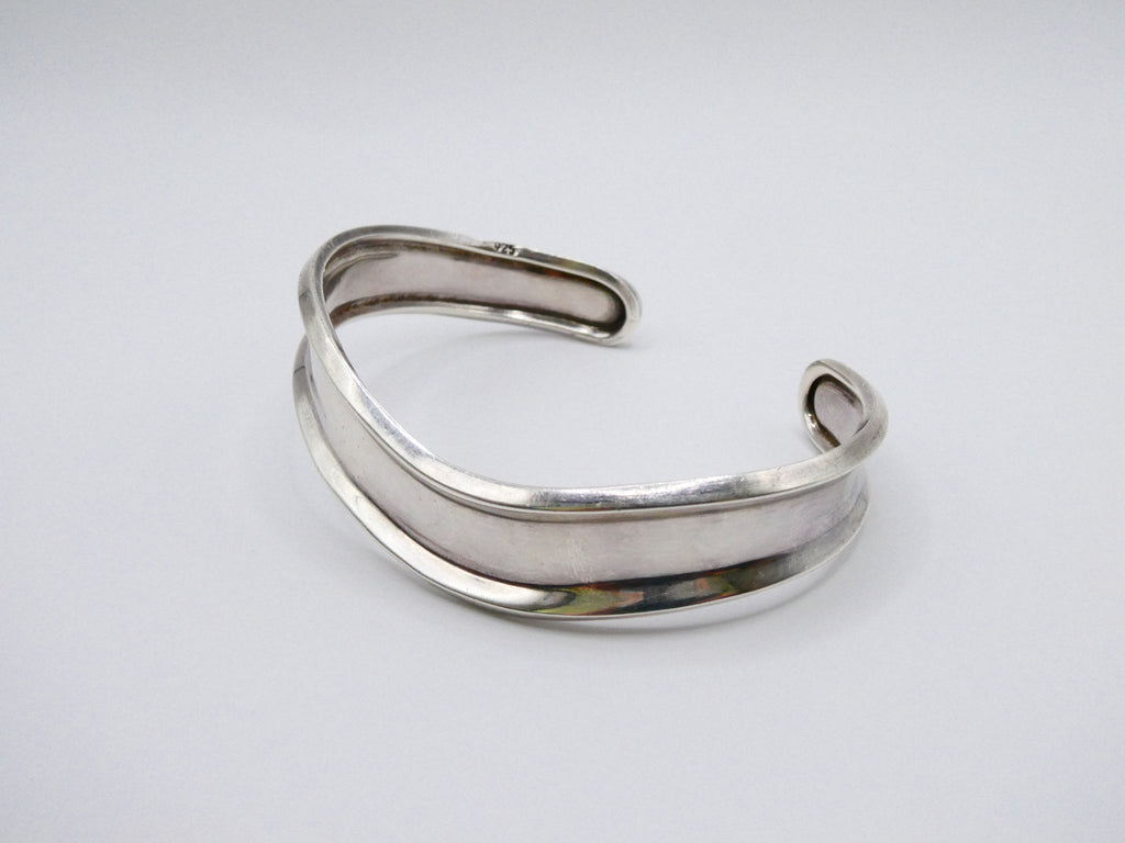Vintage Silver Wavy Cuff Bracelet