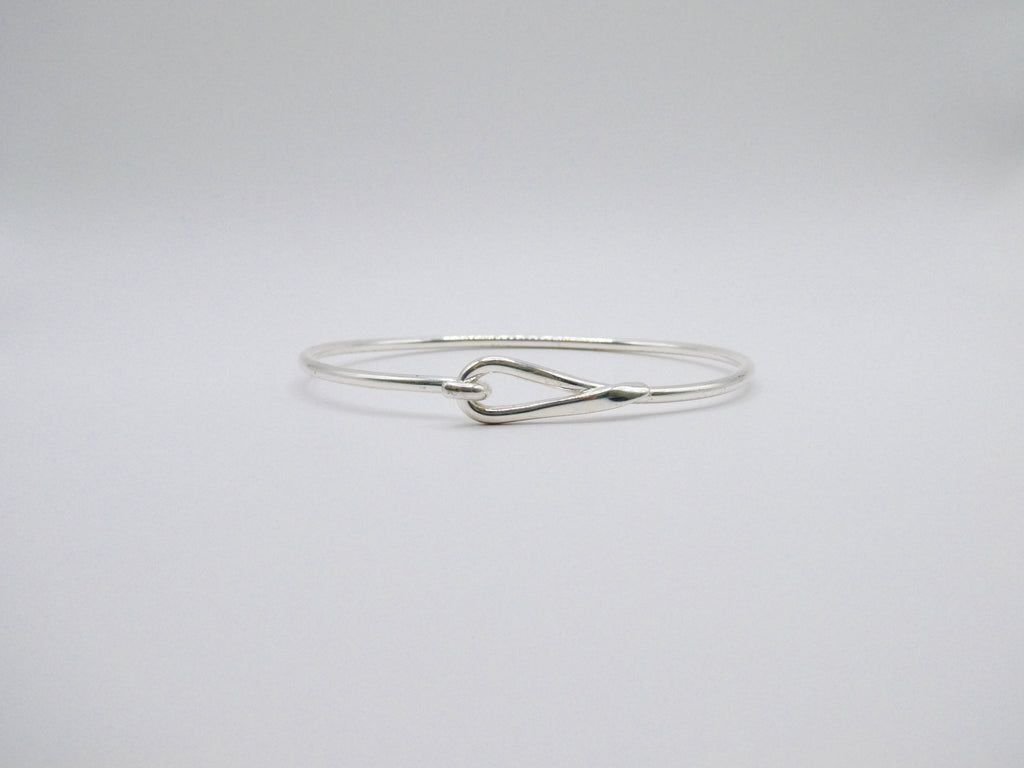 Vintage Silver Twist Loop Hook Bangle Bracelet