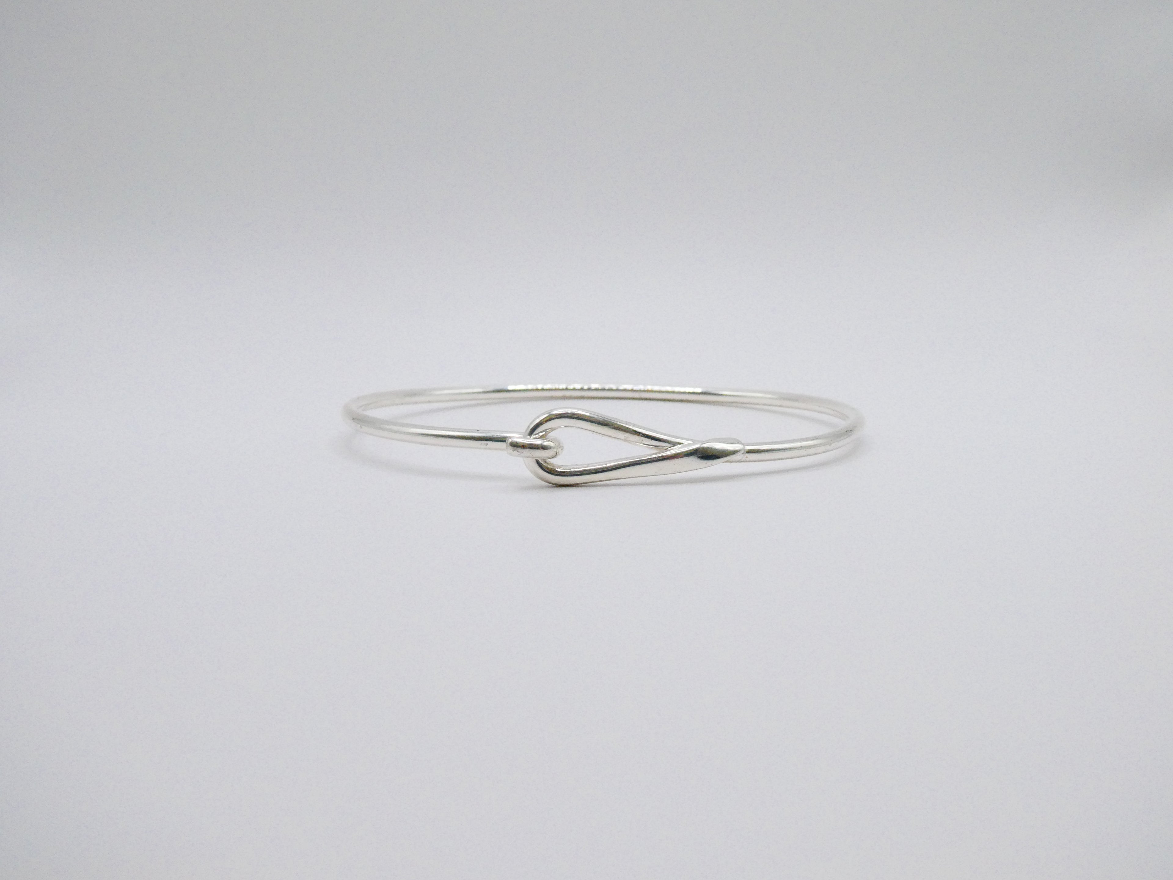 Vintage Silver Twist Loop Hook Bangle Bracelet