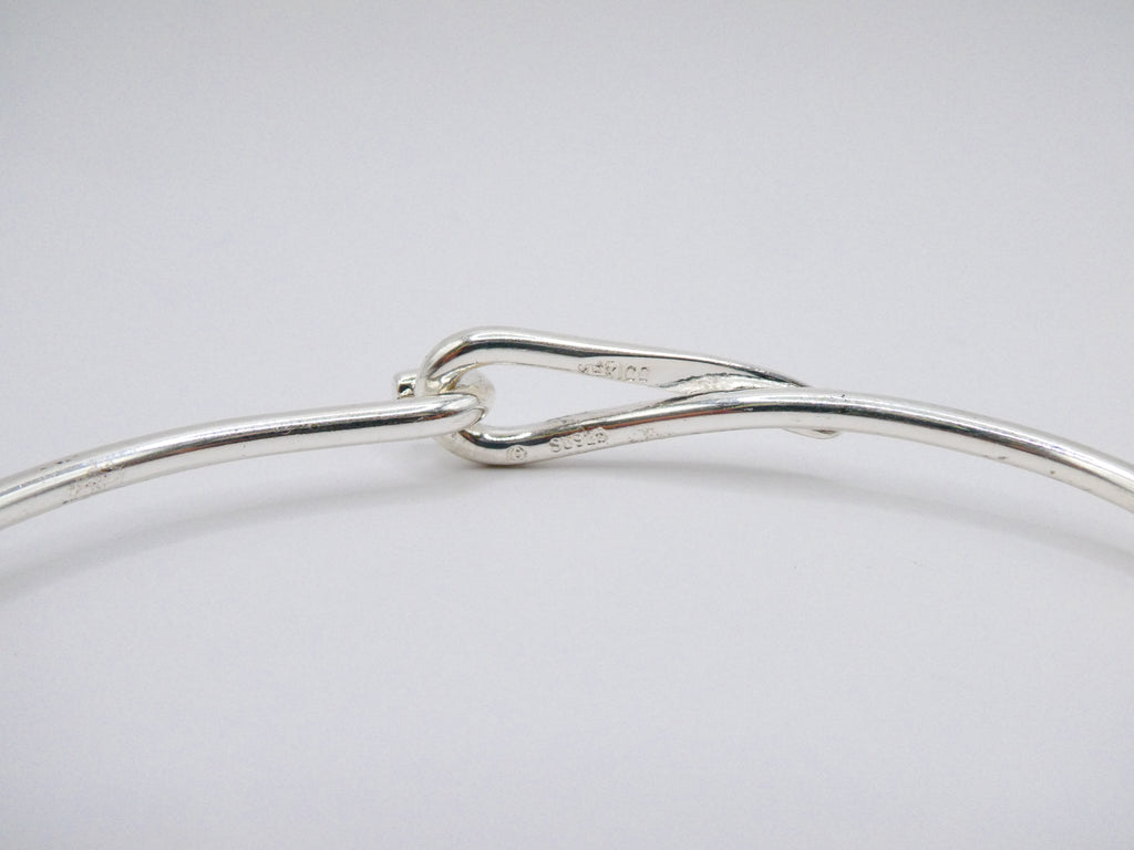 Vintage Silver Twist Loop Hook Bangle Bracelet