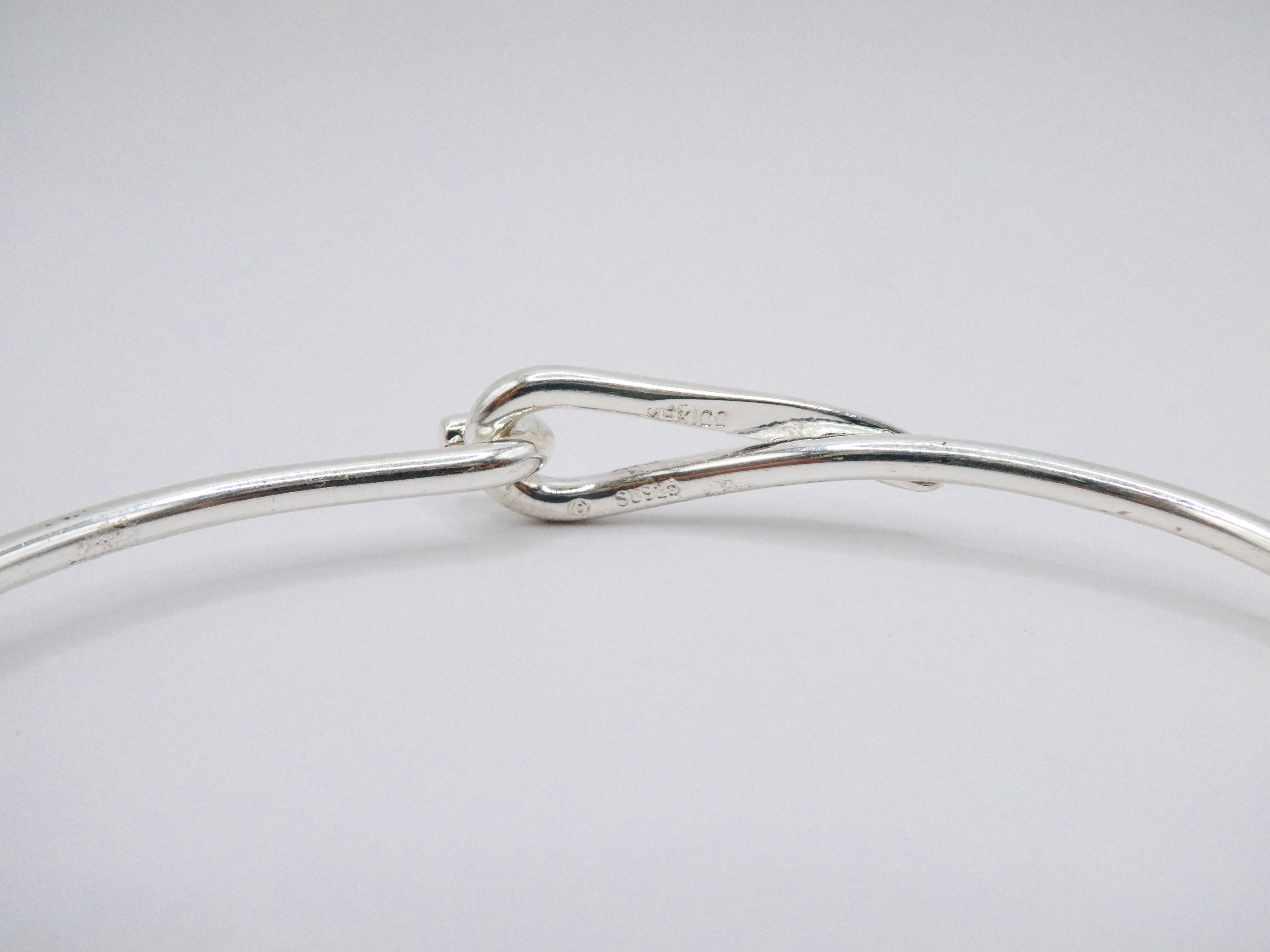 Vintage Silver Twist Loop Hook Bangle Bracelet