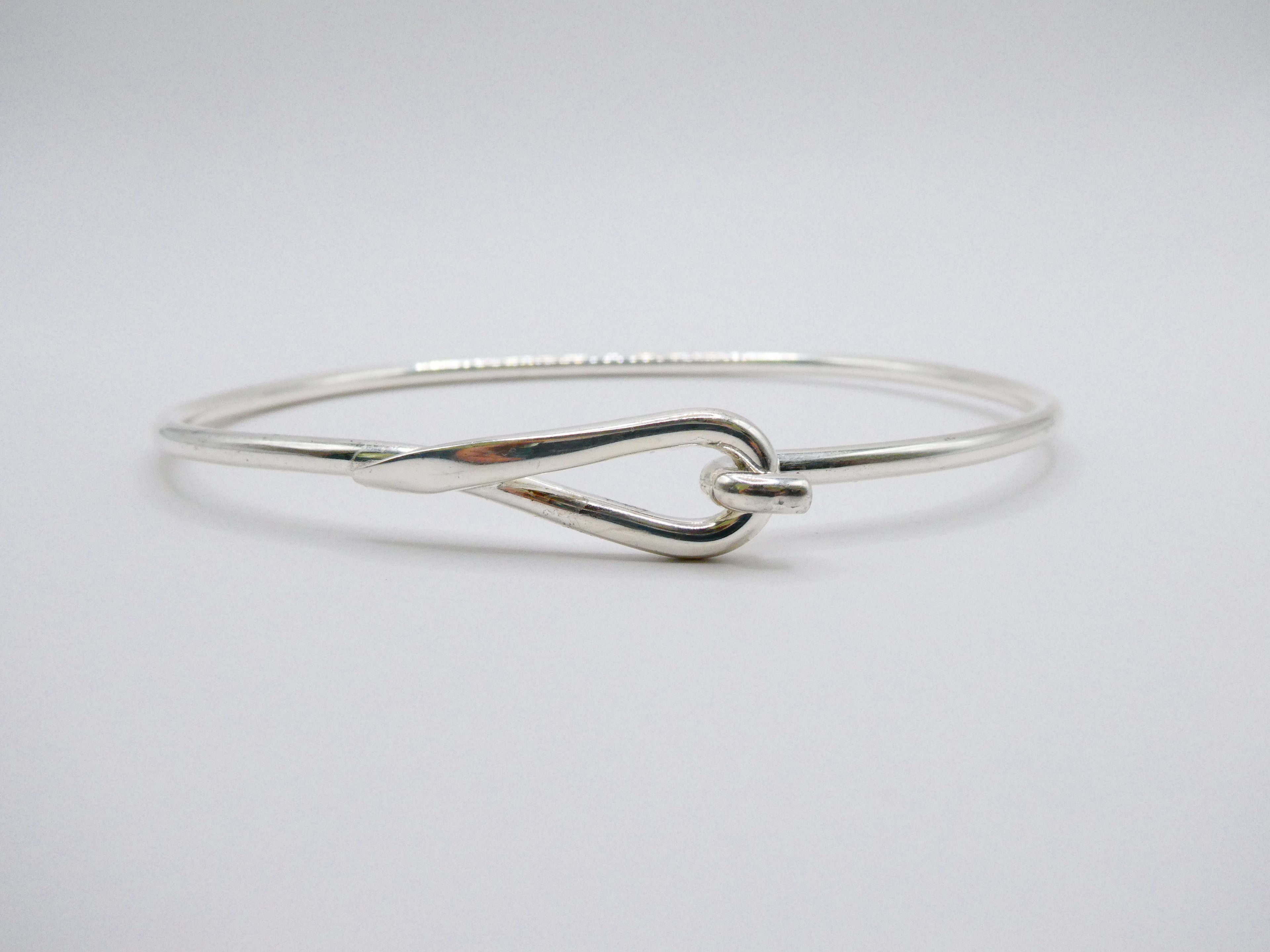 Vintage Silver Twist Loop Hook Bangle Bracelet